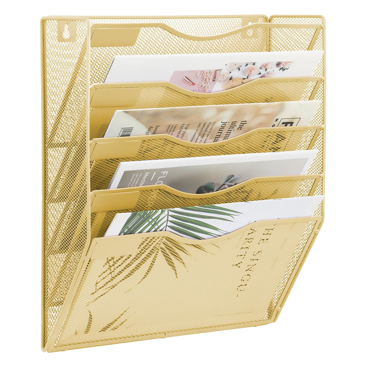 EASEPRES 5 Pocket Mesh Hanging Wall File Organizer, Wall Mounted Mail Paper Document Folder Holder