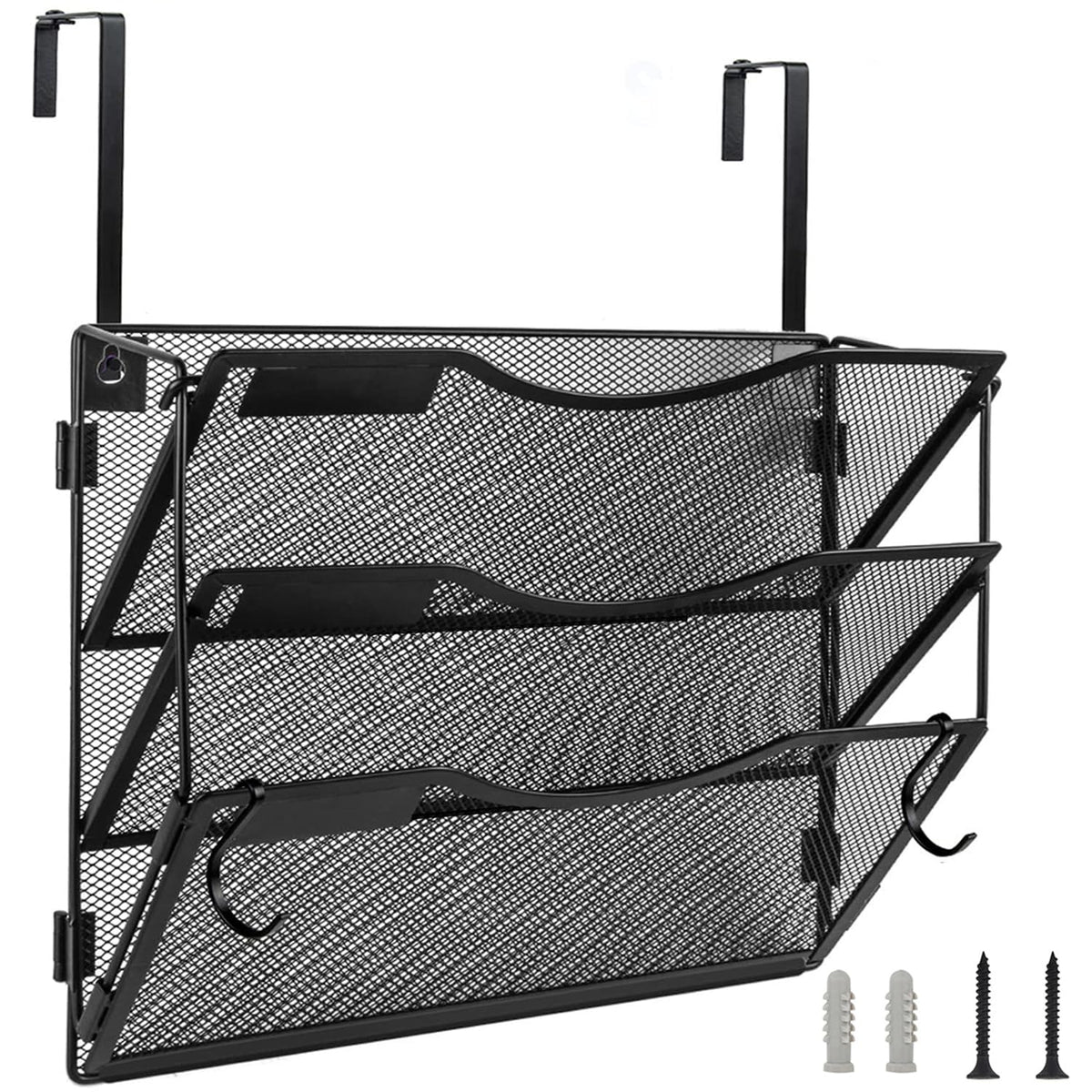 BOHDK Wall File Organizer 3 Pockets, Mail Organizer, Hanging Folder Holder, Foldable | Hanging or