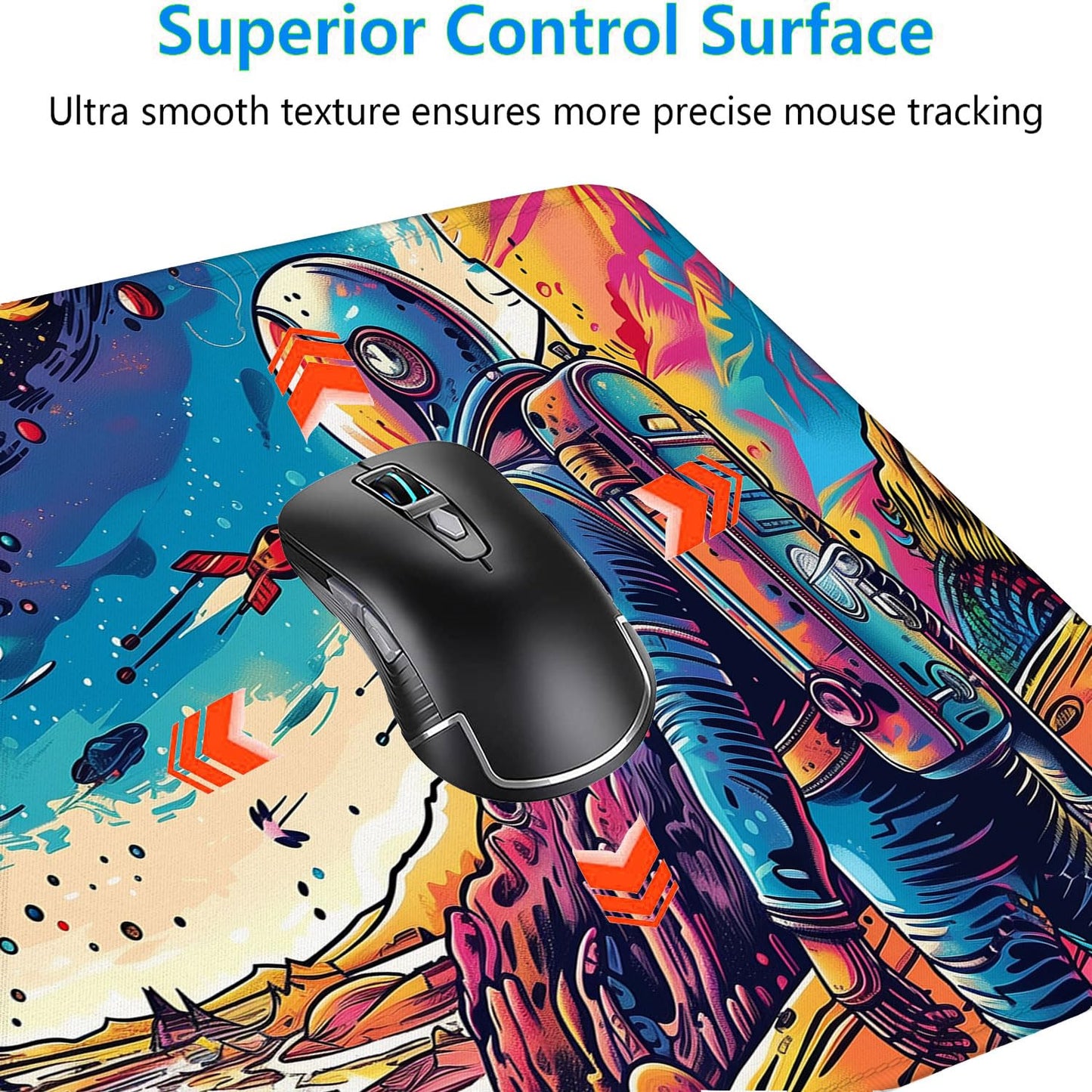 Space Planet Desk Mat Astronaut Spaceship Cosmic Large Gaming Mouse Mat with Stitched