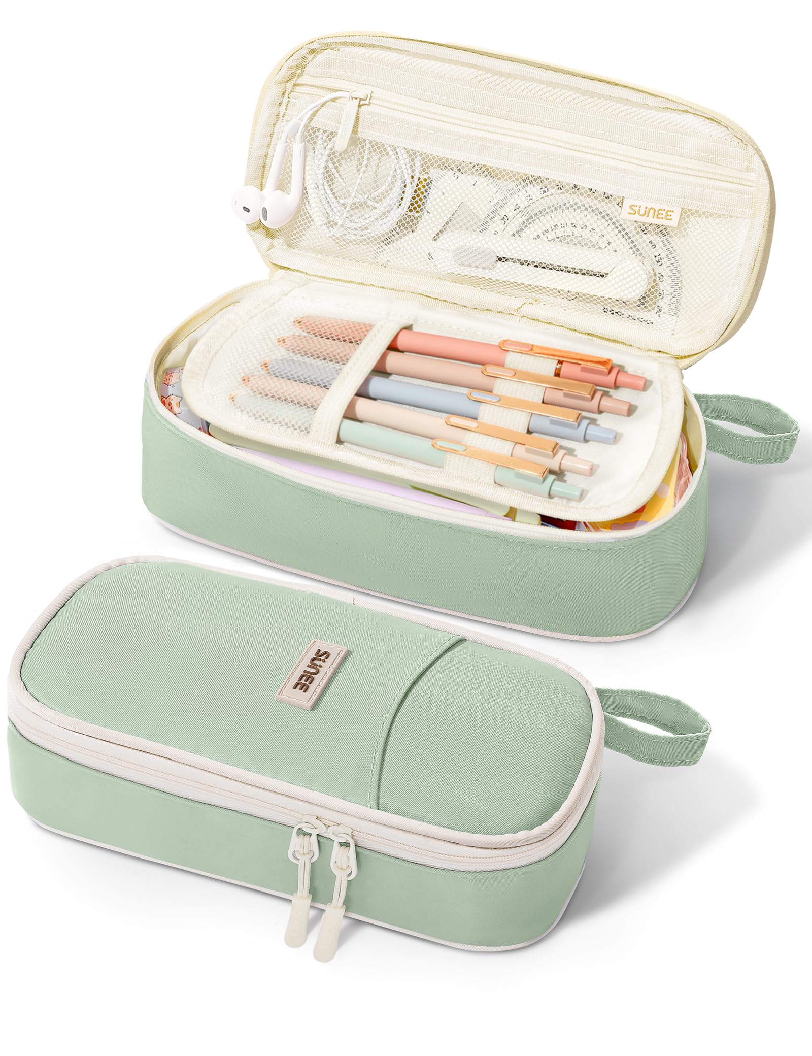 SUNEE Cute Pencil Case, Aesthetic Pen Pouch, Colored Large Pencil Bag with Zipper, Kawaii