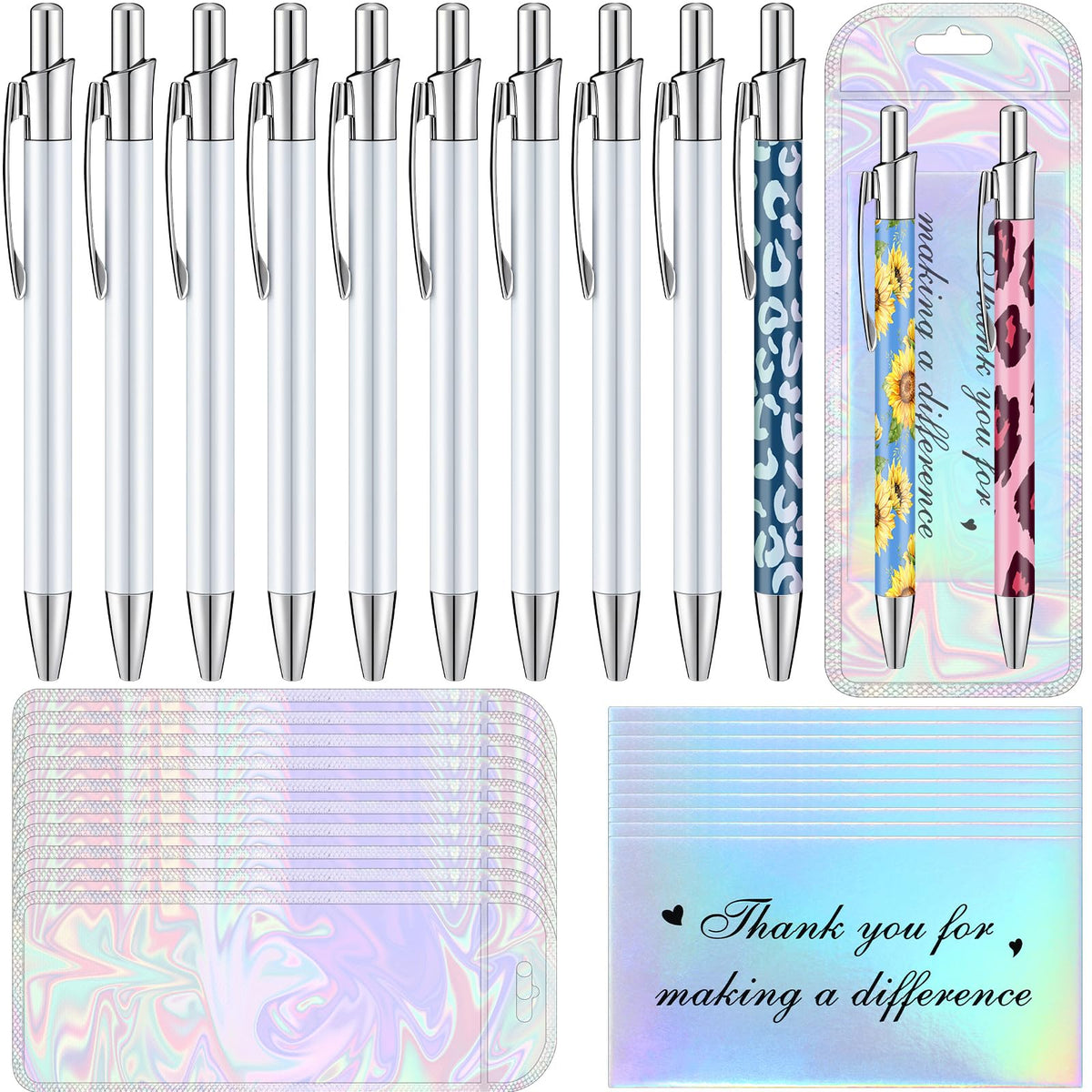 Yexiya 30pcs Sublimation Blank Pens Heat Transfer DIY Kit Shrink Bags