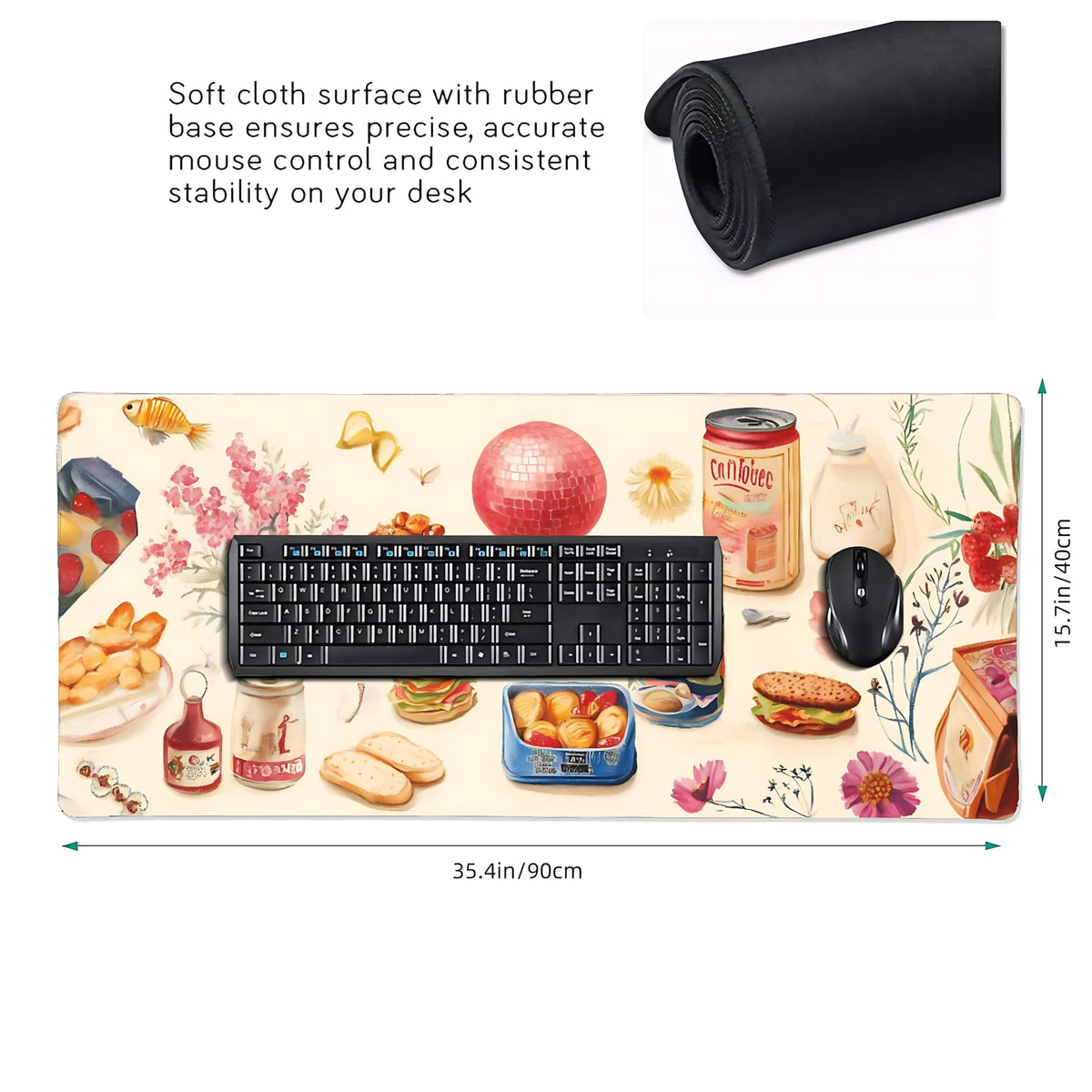 Cute Aesthetic Party Gaming Mouse Pad, Pink Minimalist Desk Mat with Anti-Slip Base & Stitched