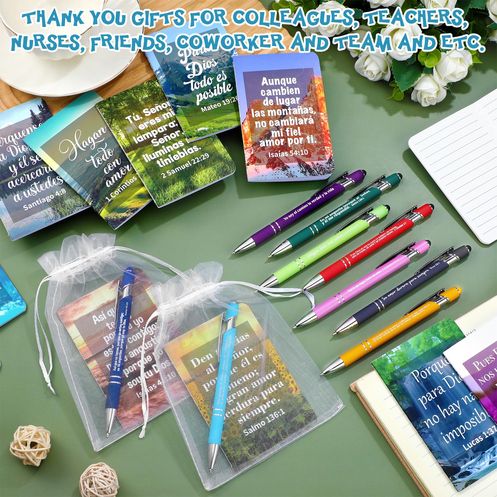 Fuyoooo 72 Pcs Spanish Christian Gift Notebook Set Regalos Cristianos En Español Para Women Men