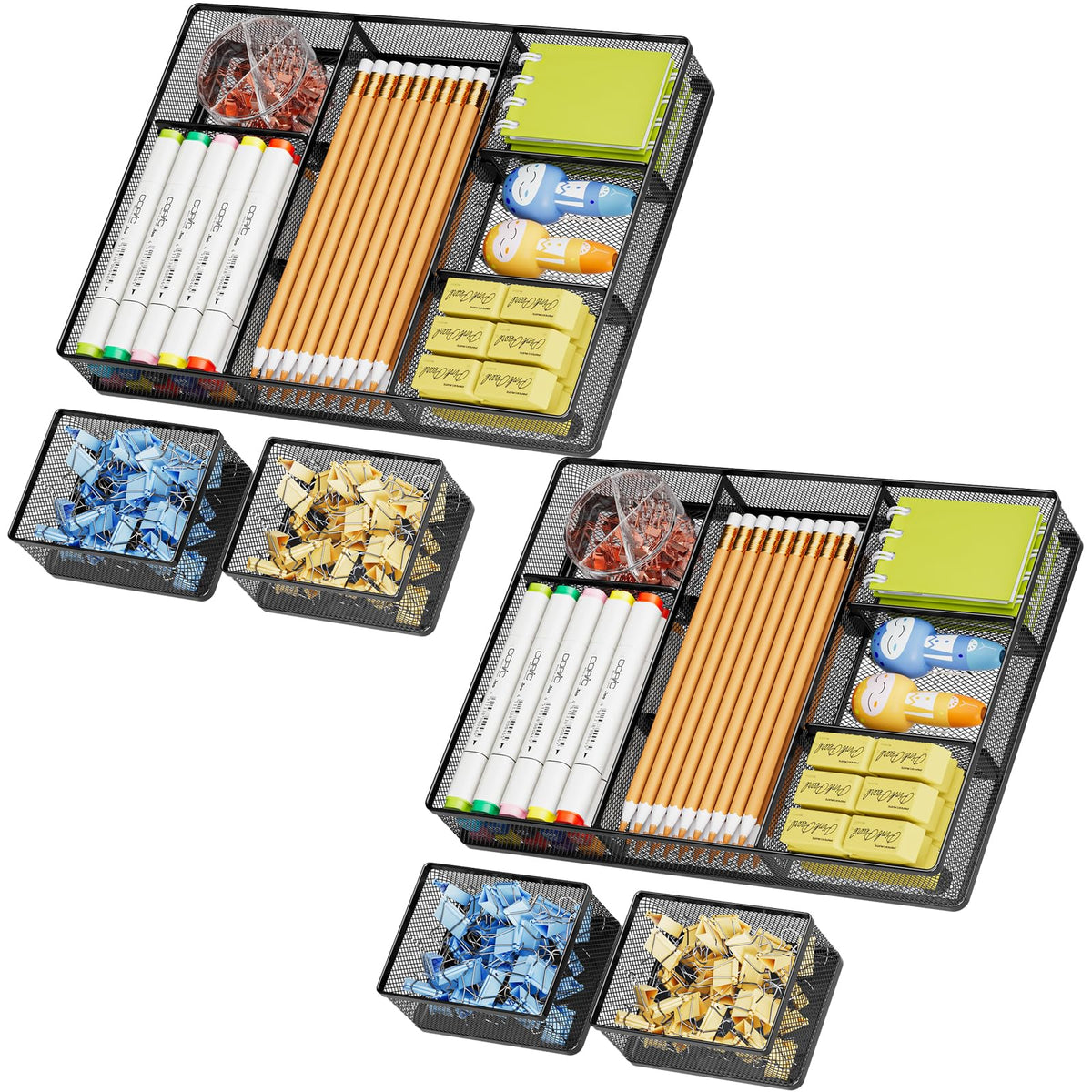 Marbrasse Mesh Desk Drawer Organizer Tray 3 Packs, Black-2PCS