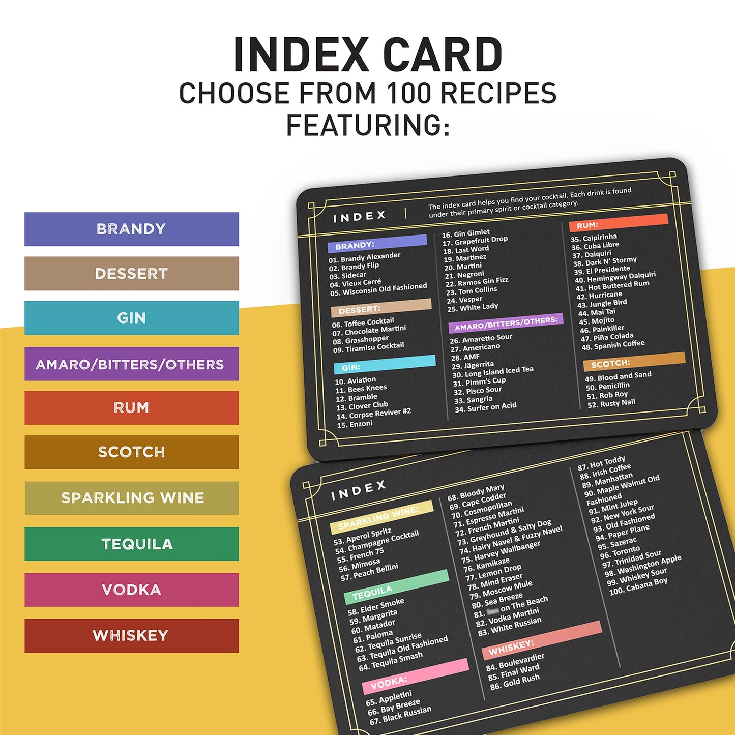 Cocktail Cards: 100 Cocktail Recipes to Master Cocktails in Bartender Flashcard Form with Step by