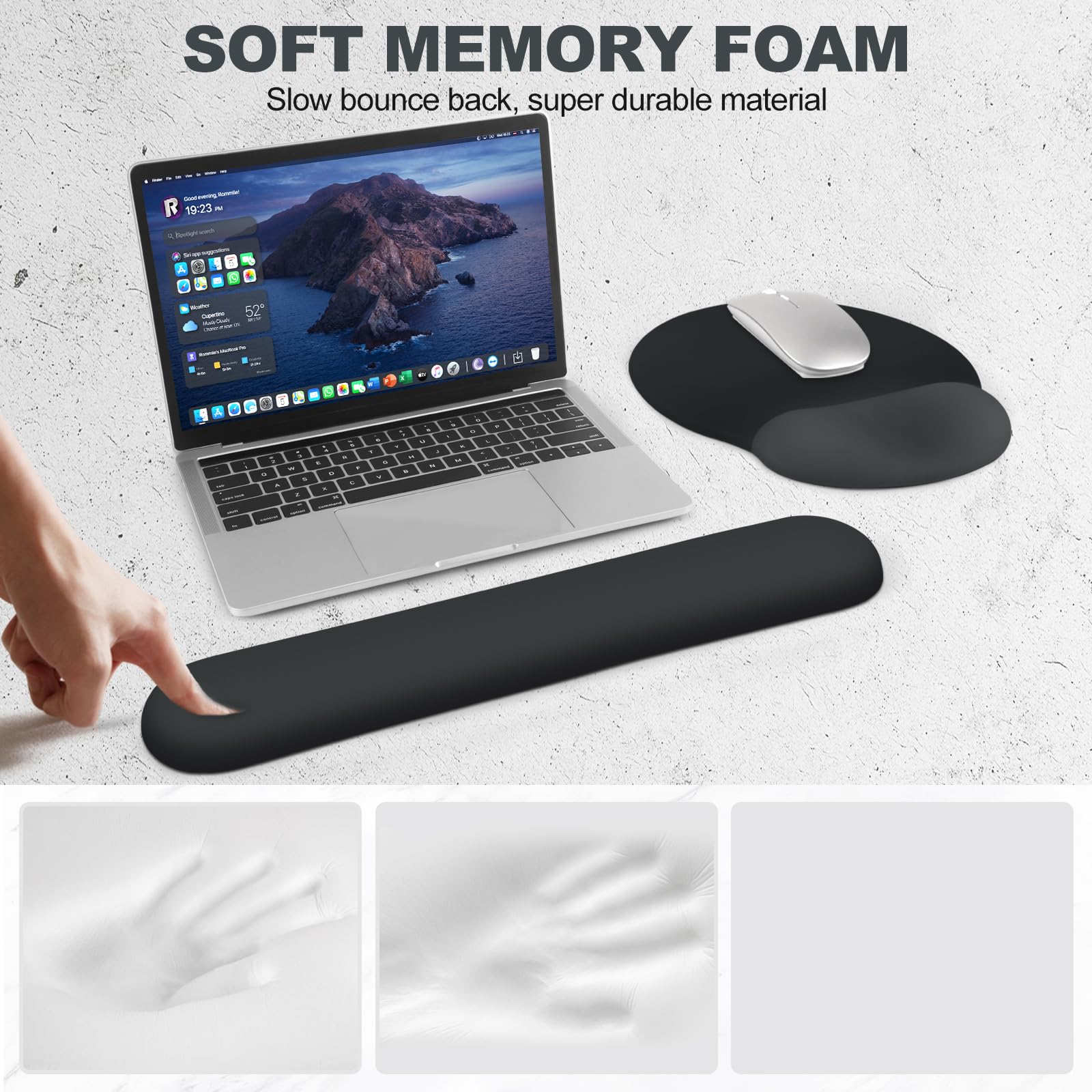 AIMSA Mouse Pad with Wrist Rest Support, Keyboard Wrist Rest Set, Ergonomic Memory Foam Mousepad