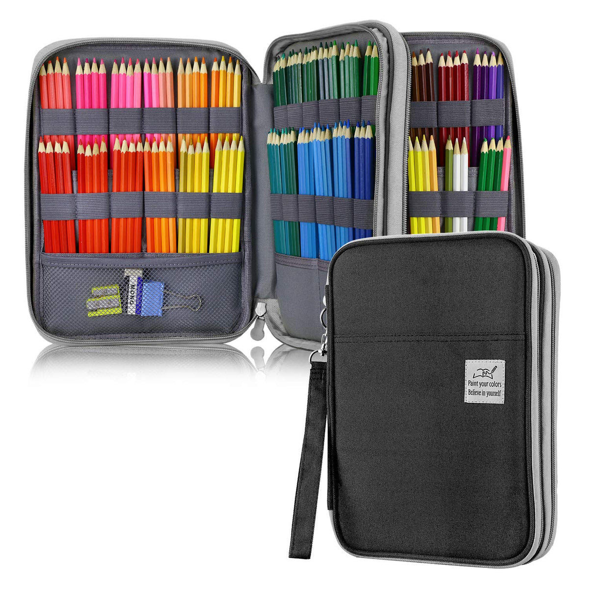 YOUSHARES 192 Slots Colored Pencil Case, Large Capacity Pencil Holder Pen Organizer Bag with Zipper