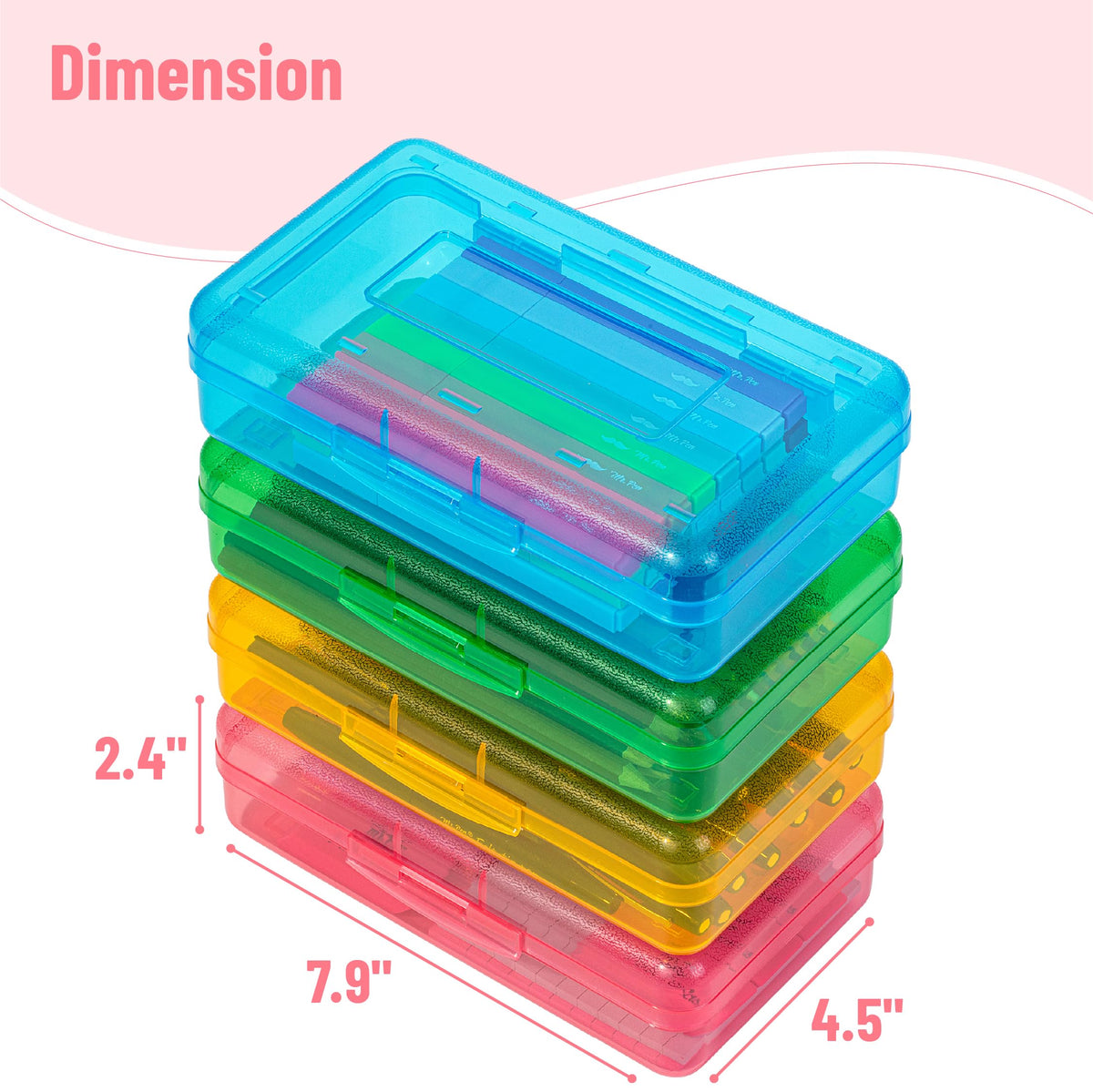 Mr. Pen- Plastic Pencil Case Box, 12 Pack