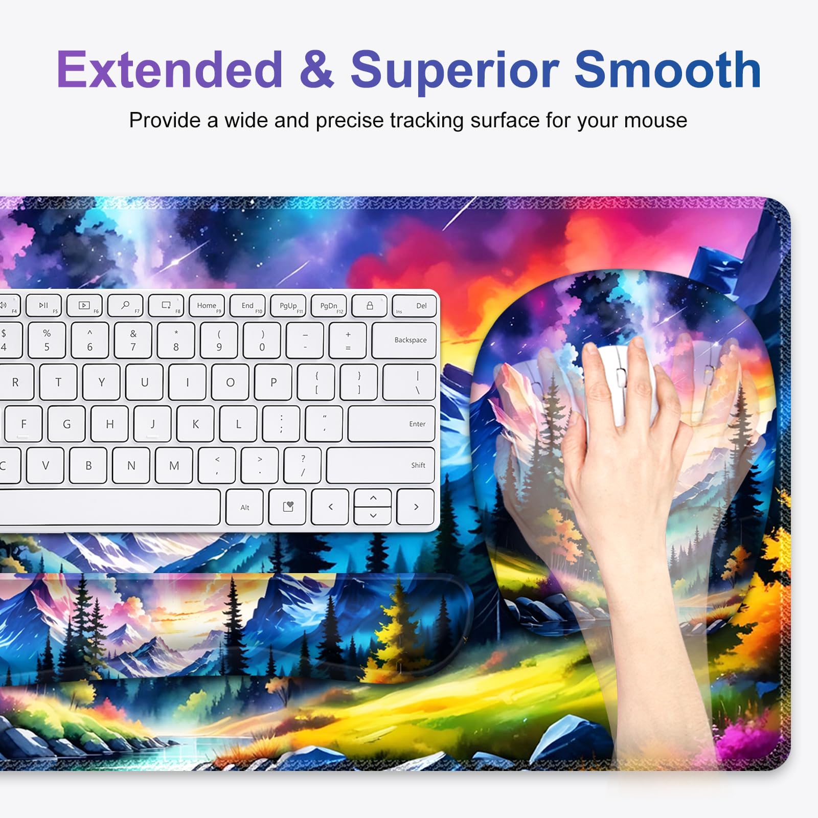 4 in 1 Large Mouse Pad, Keyboard Wrist Rest Set, Ergonomic Mouse Pad with Wrist Support, Desk Mat
