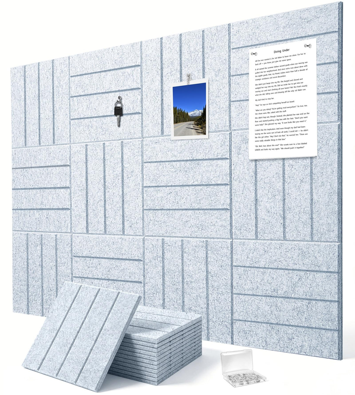 G Gamit 0.47" Thick Felt Wall Tiles 48"x36" Cork Board Alternative 12 Pack 11.81"x11.81"Felt