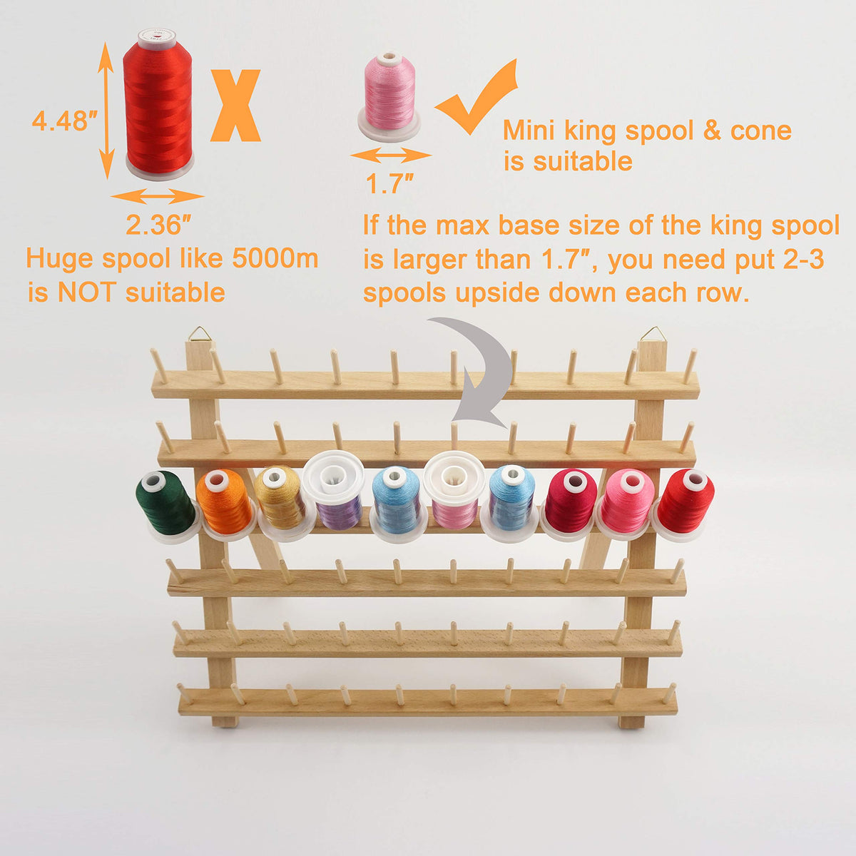 New brothread 60 Spools Wooden Thread Rack