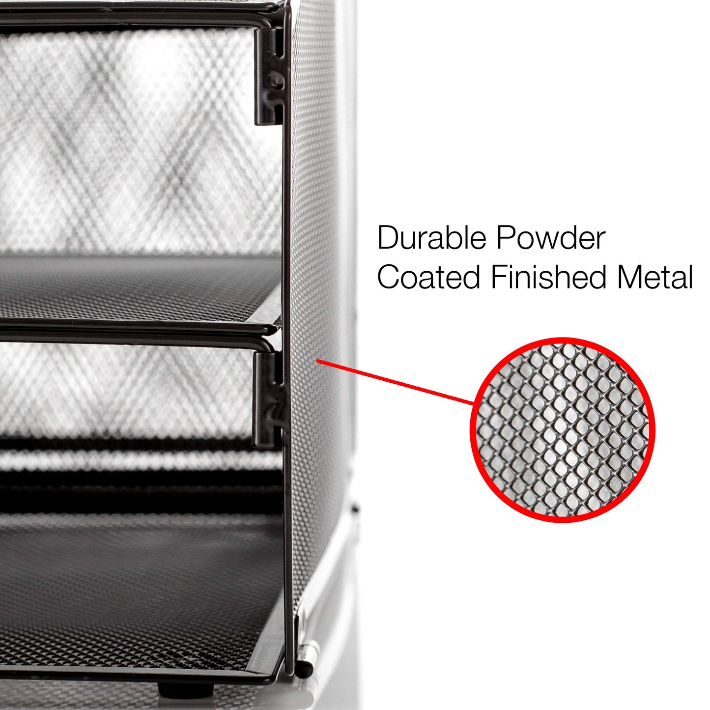 Metal Office Desk Organizer 3-Tier, Mesh Desktop Document and A4 File Holder with 3 Flat Trays and