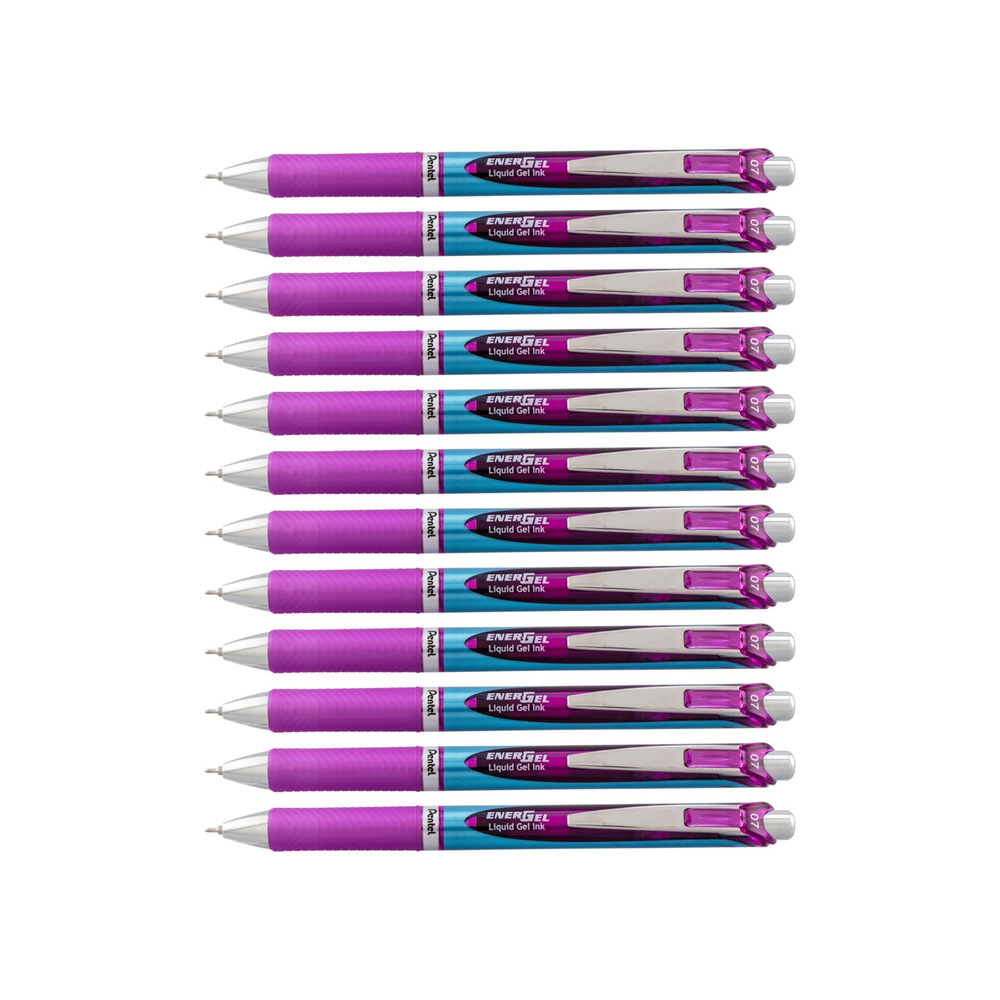 Pentel EnerGel Deluxe RTX Retractable Liquid Gel Pen, Medium Line, Needle Tip, Violet Ink, Box of
