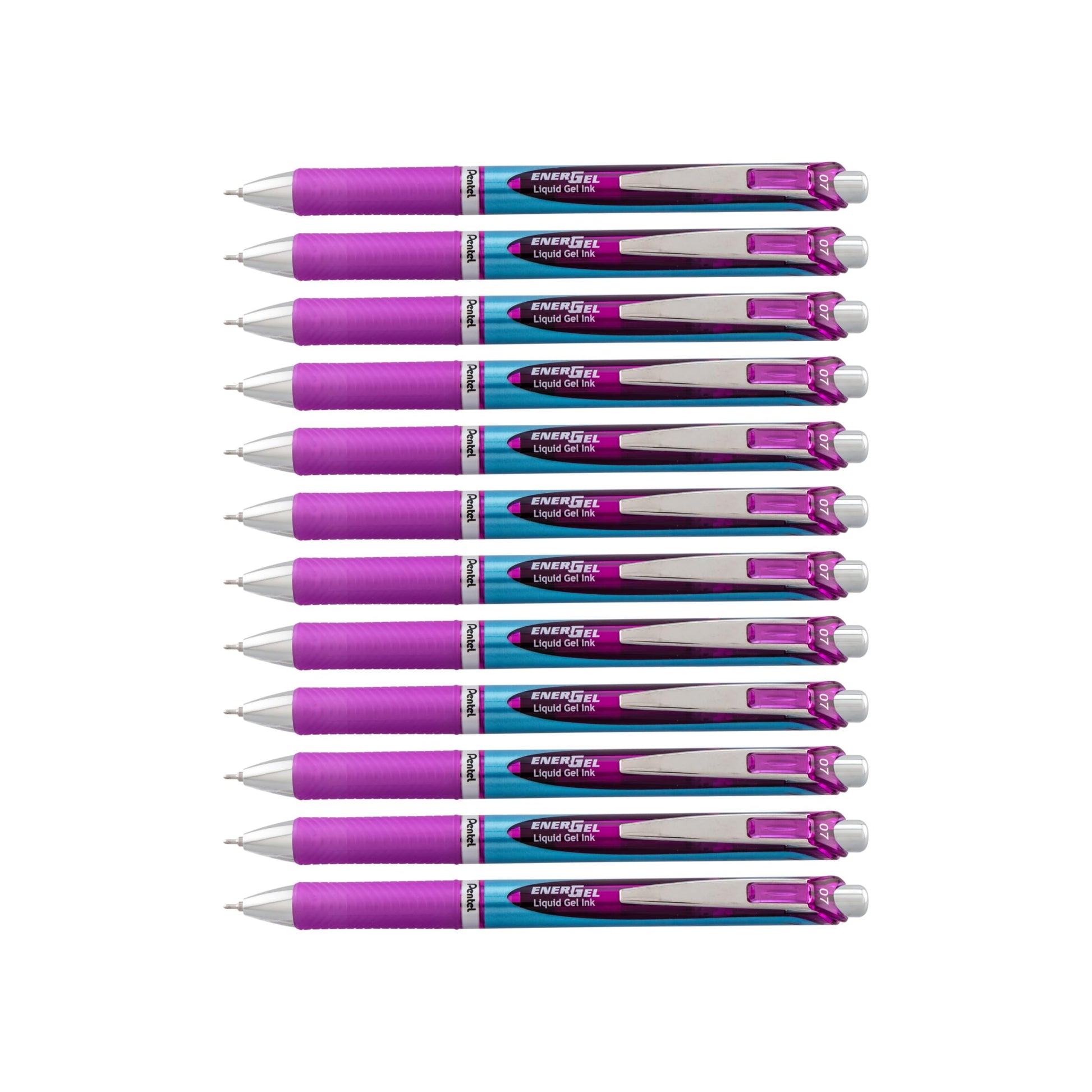 Pentel EnerGel Deluxe RTX Retractable Liquid Gel Pen, Medium Line, Needle Tip, Violet Ink, Box of