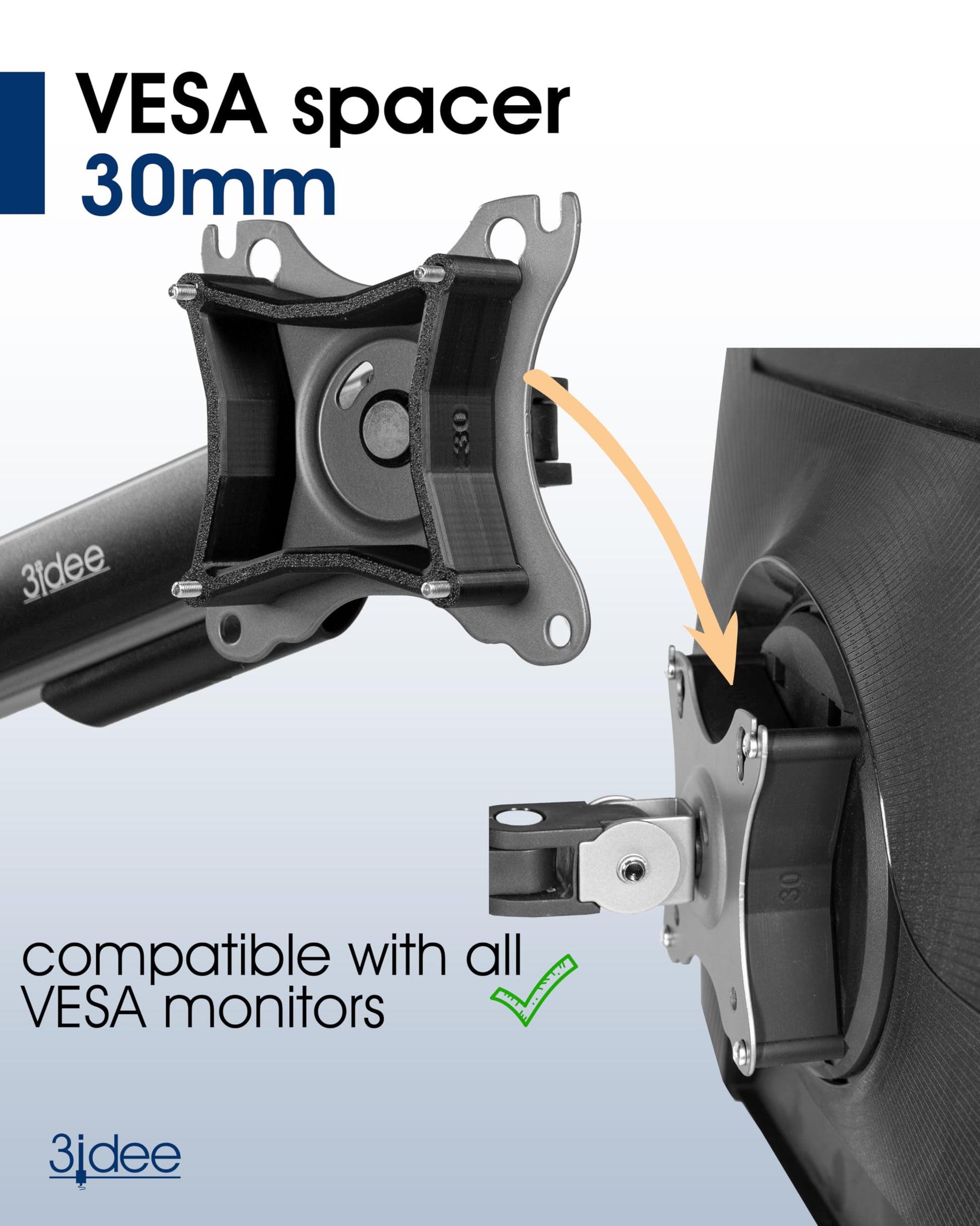 3IDEE Universal VESA Spacer Compatible with Many Samsung, HP, MSI Monitors (Samsung Odyssey G95C &