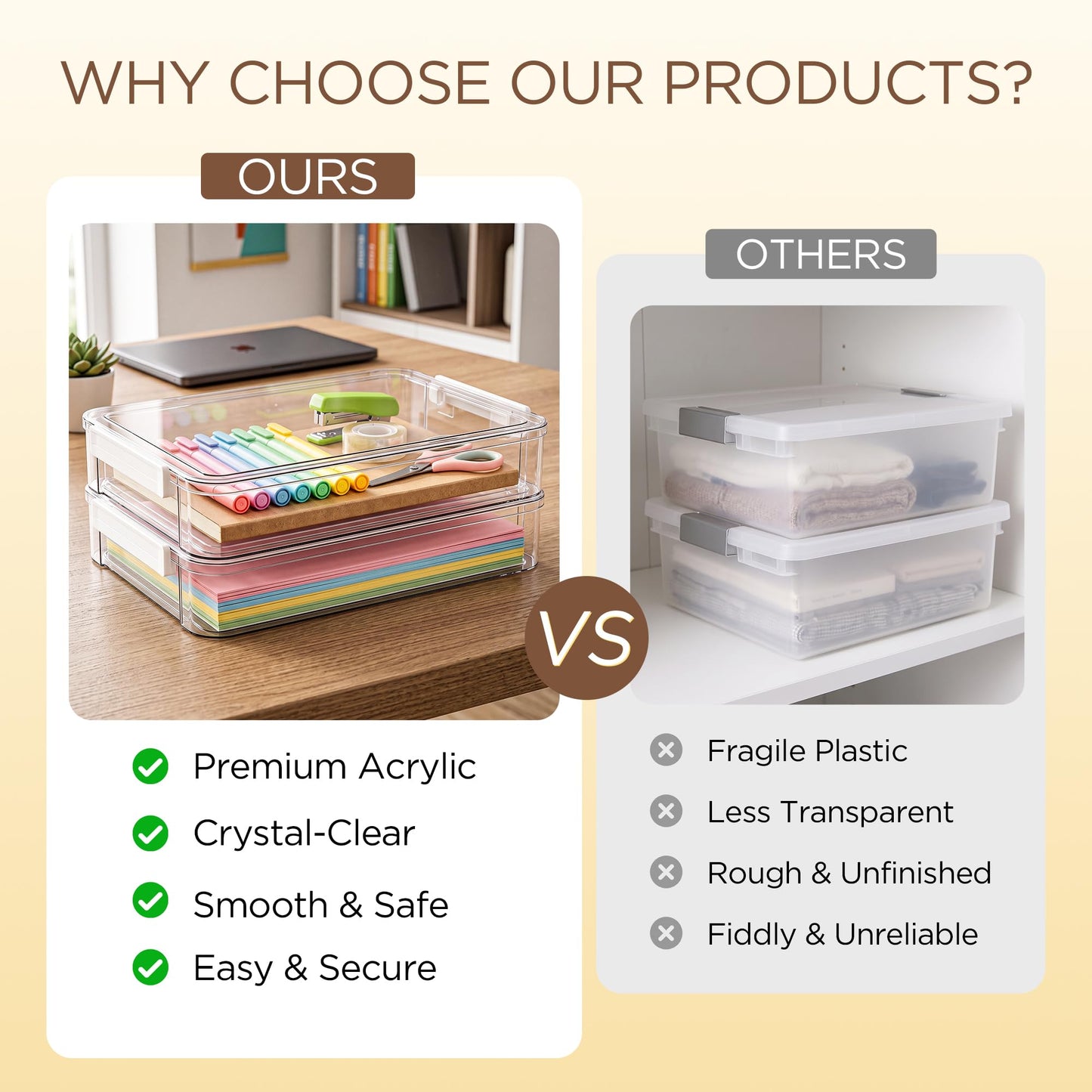 Citylife 5Packs 13''x9''Paper Storage Box with Lids, Clear Organizer