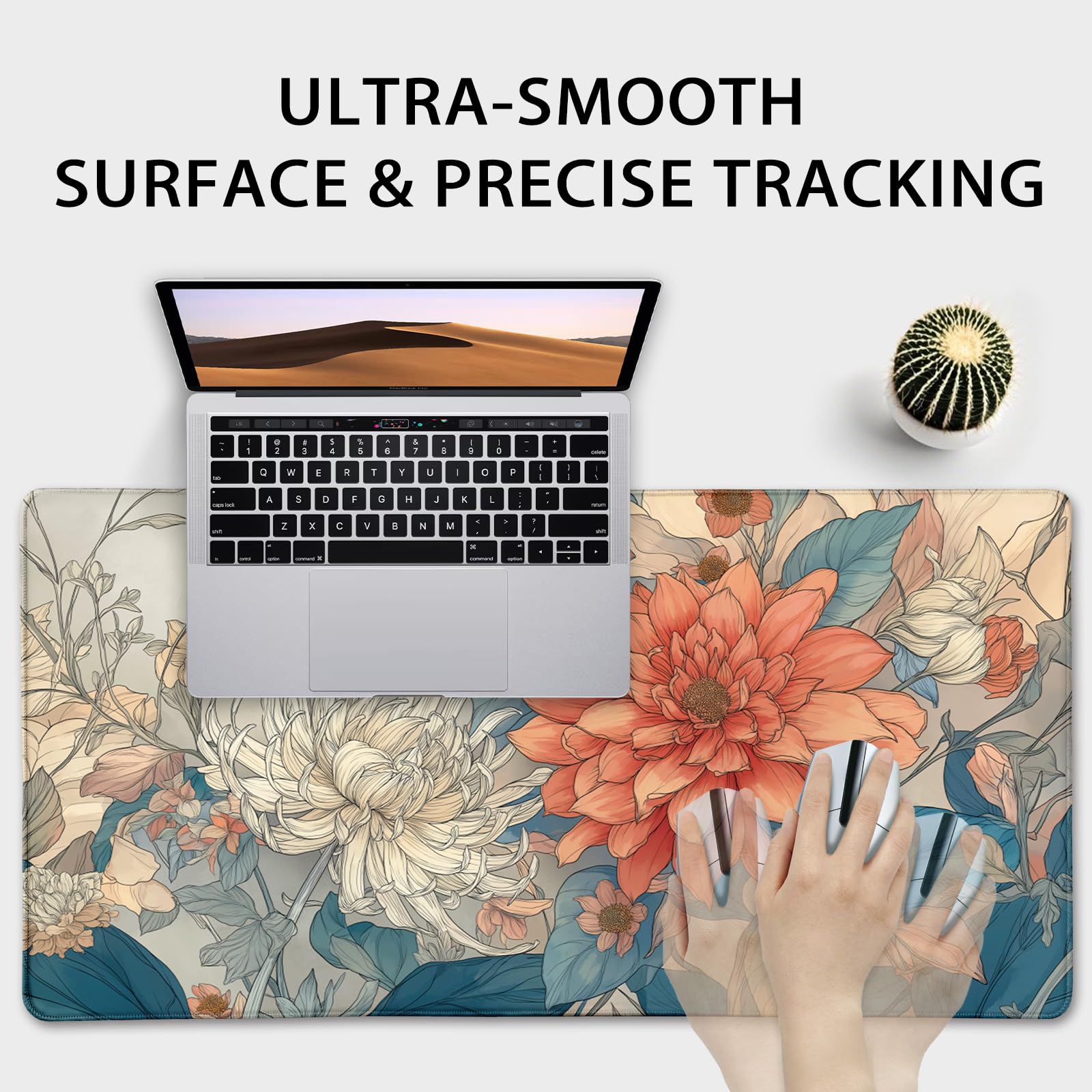 Mcapirivo Japanese Floral Large Gaming Mouse Pad Desk Mat 31.5"x15.7"