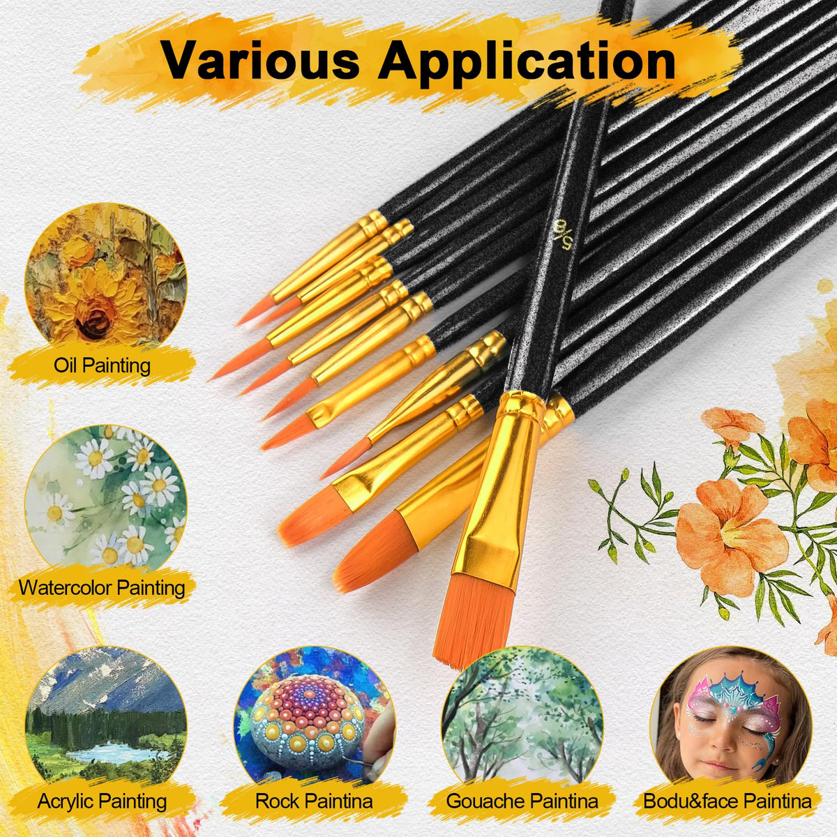 Acrylic Paint Brushes Set, 160Pcs Round Pointed Tip Artist Paintbrushes for Acrylic Painting Oil