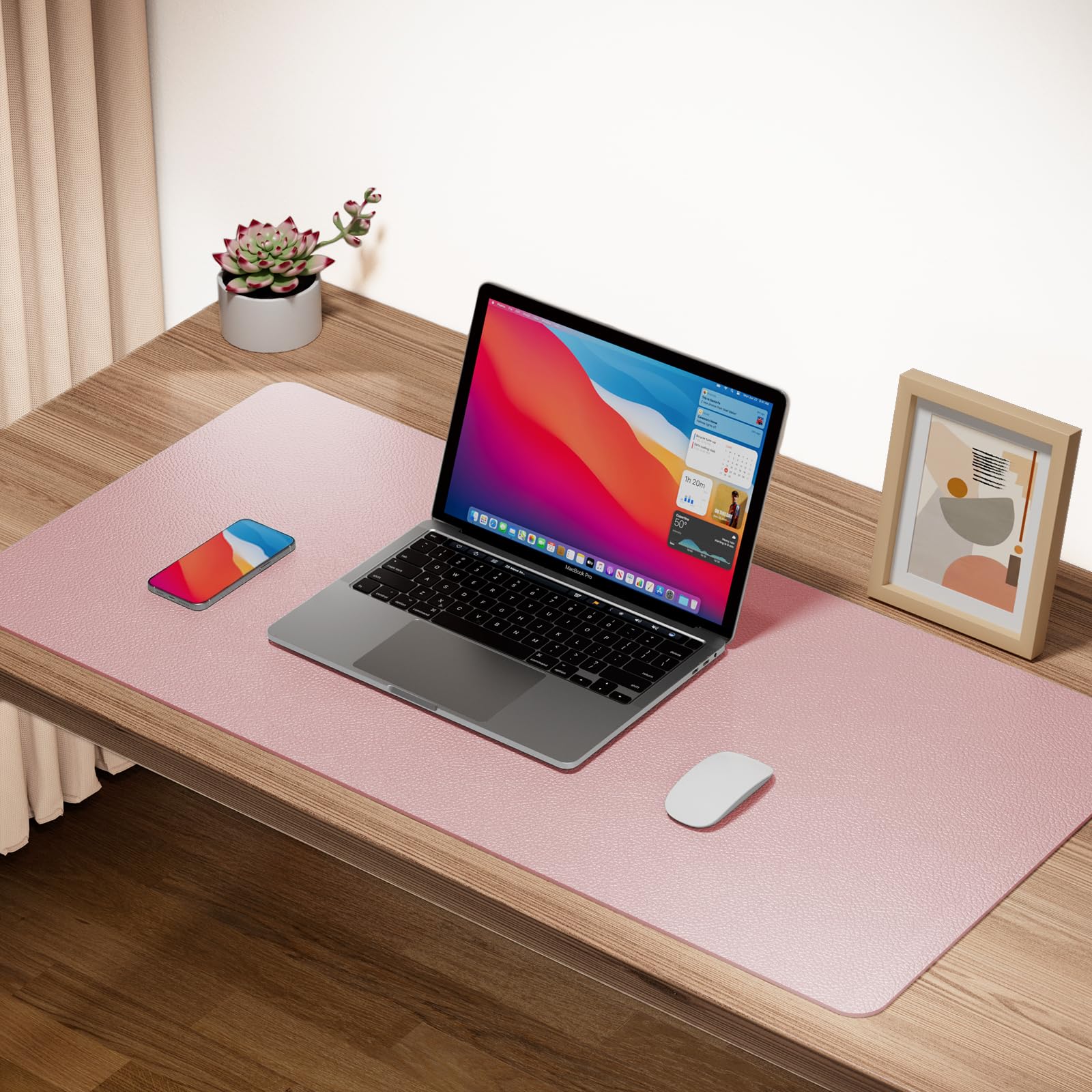Boutilon Leather Desk Pad Protector,Non-Slip Mouse Pad,Laptop Desk Pad,Office Mouse Mat,Waterproof