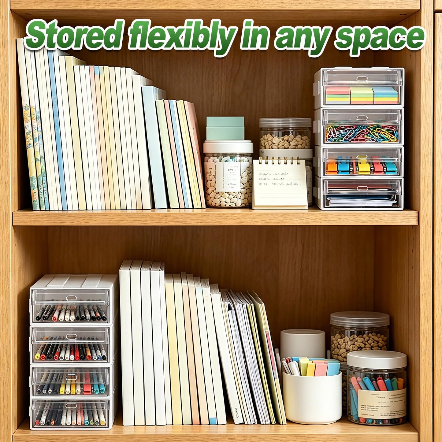 Aulock 9 Pcs Stacking Drawer Organizers for Office Home Dorm Room Supplies