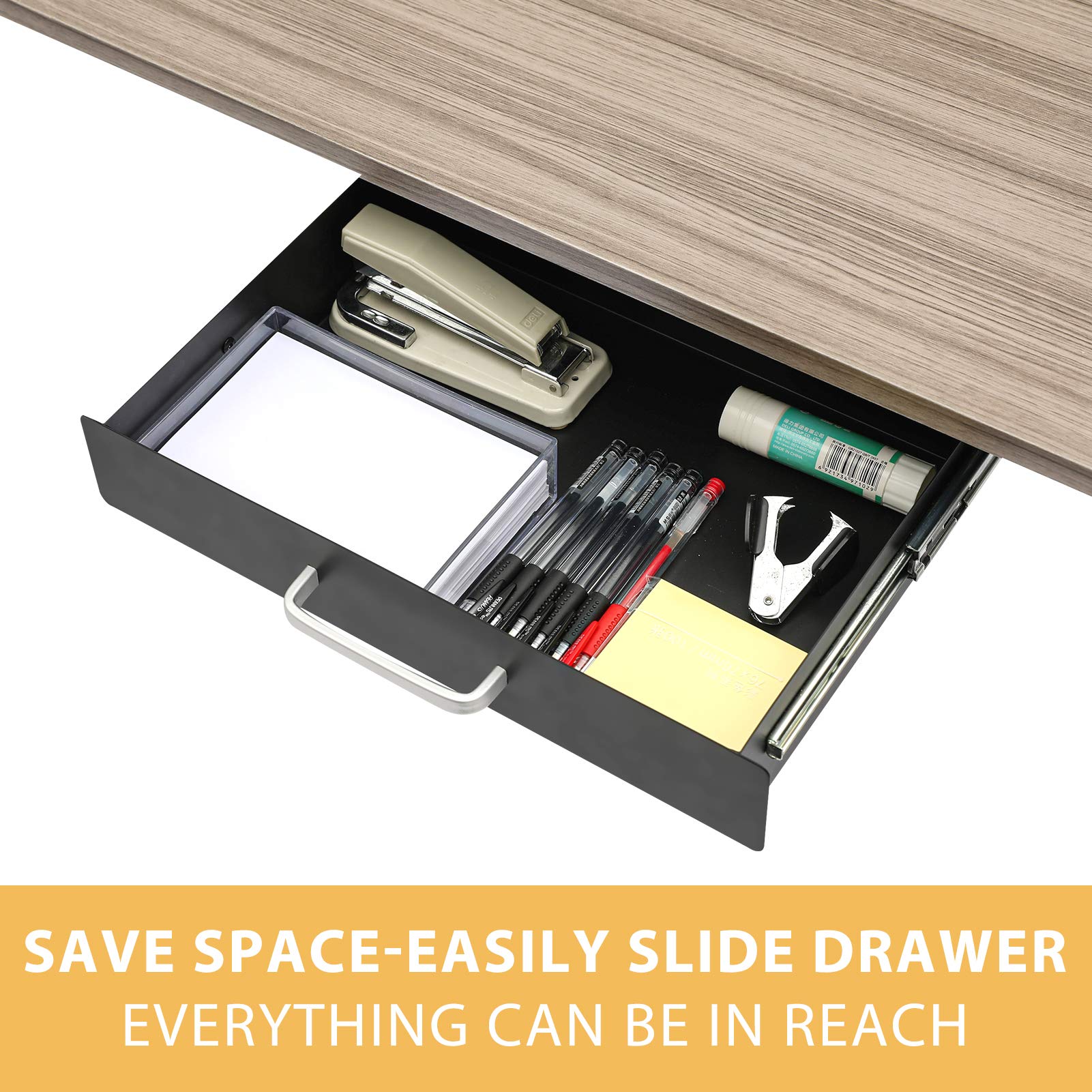GOME Under Desk Pull-Out Drawer - Storage Organizer Office Mounted, Easy Slide-Out Pencil Drawer