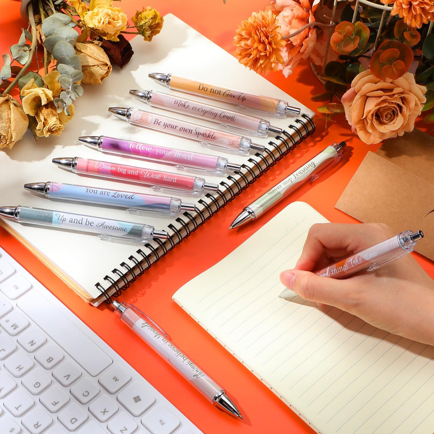 Yeaqee 50 Pcs Motivational Pens Bulk Inspirational Quotes,Boho Style