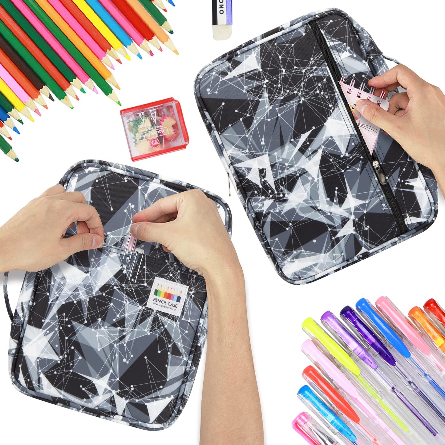 YOUSHARES Big Capacity Colored Pencil Case - 220 Slots large Pen Case Organizer with Multilayer