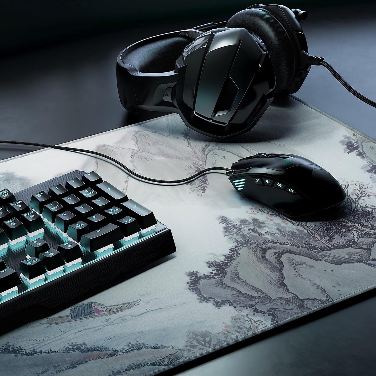 LL-COEUR XXL Landscape Gaming Mouse Pad Computer Keyboard Mat Office Desk Pad (Landscape 1, 27.5" x