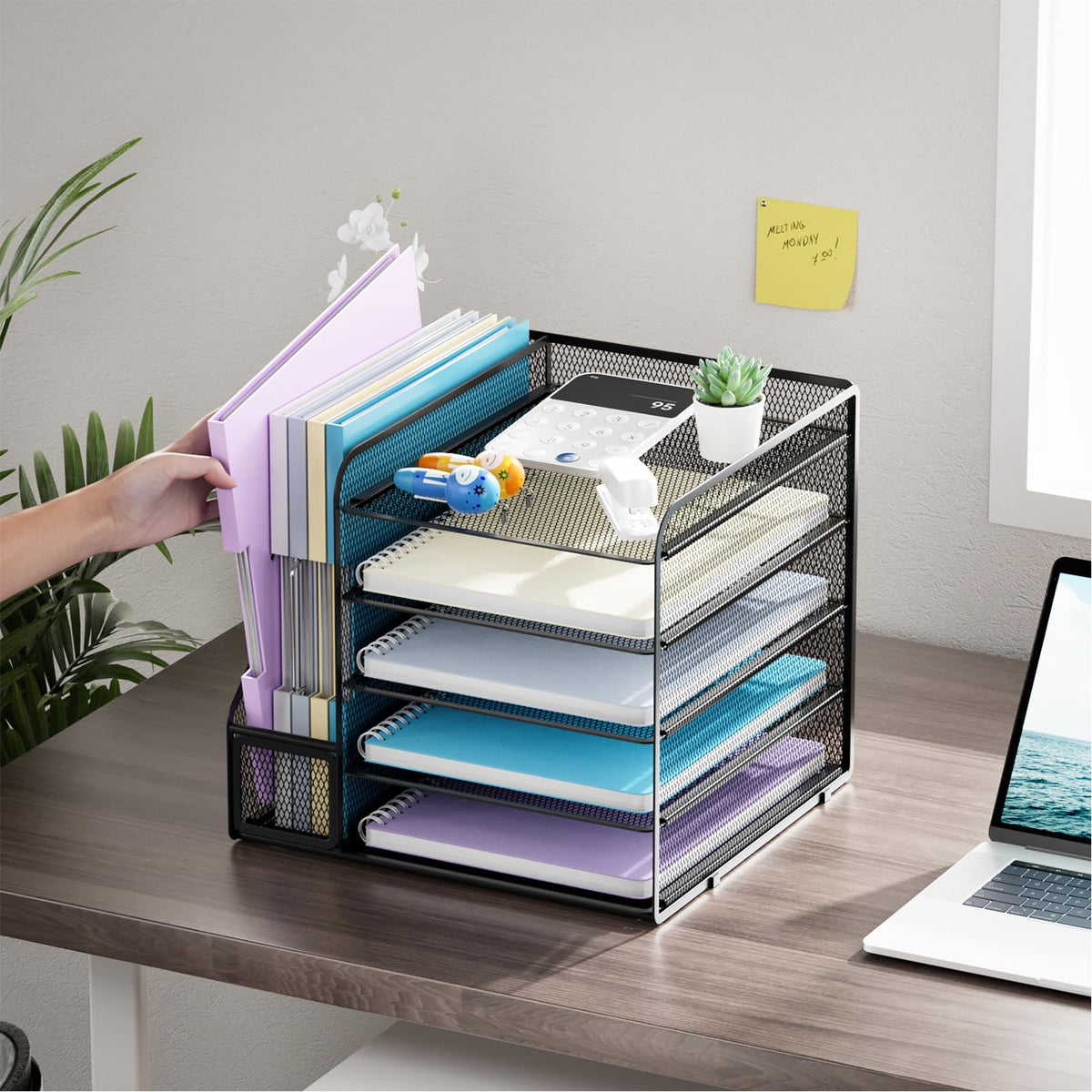 Marbrasse Desk Organizers and Accessories, 5-Tier Paper Letter Tray Organizer with File Holder