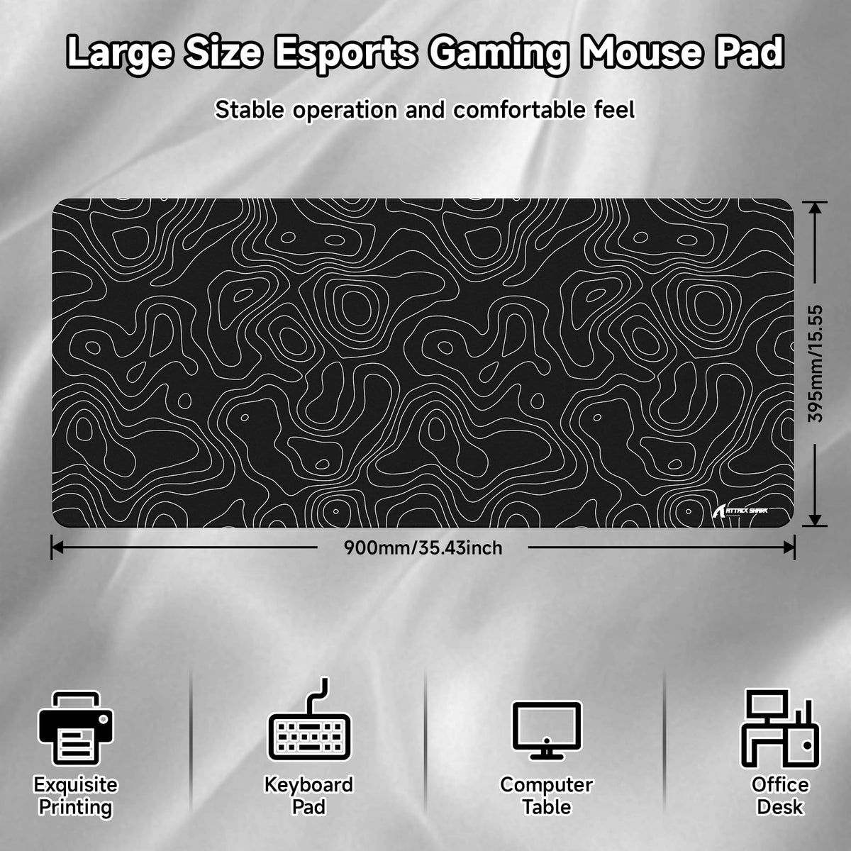 ATTACK SHARK CM02Pro Gaming Mouse Pad for Esports Speed Large Mouse mats for Desk Waterproof