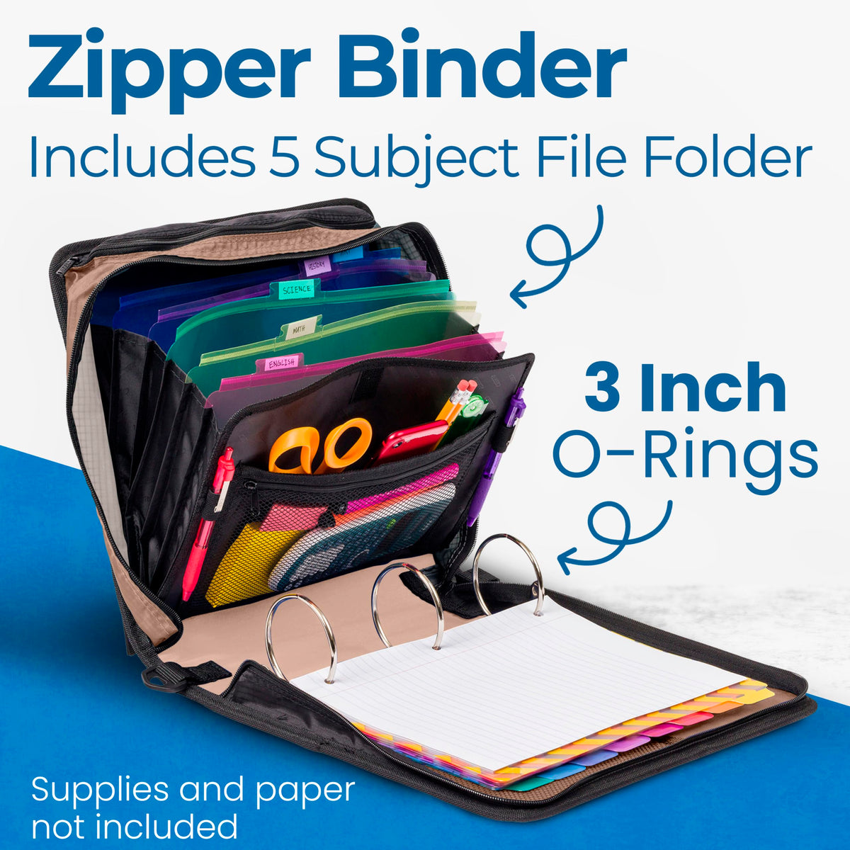 Case-it School Zipper Binder | 3-Inch O-Rings | 600-Sheet | D-146 OG Camo