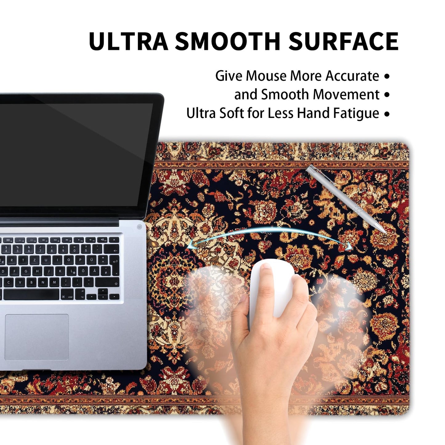 Vintage Rug Gaming Mouse Pad XL Dark Brown Retro Carpet Aesthetic Extended Large Mat Mousepad Desk