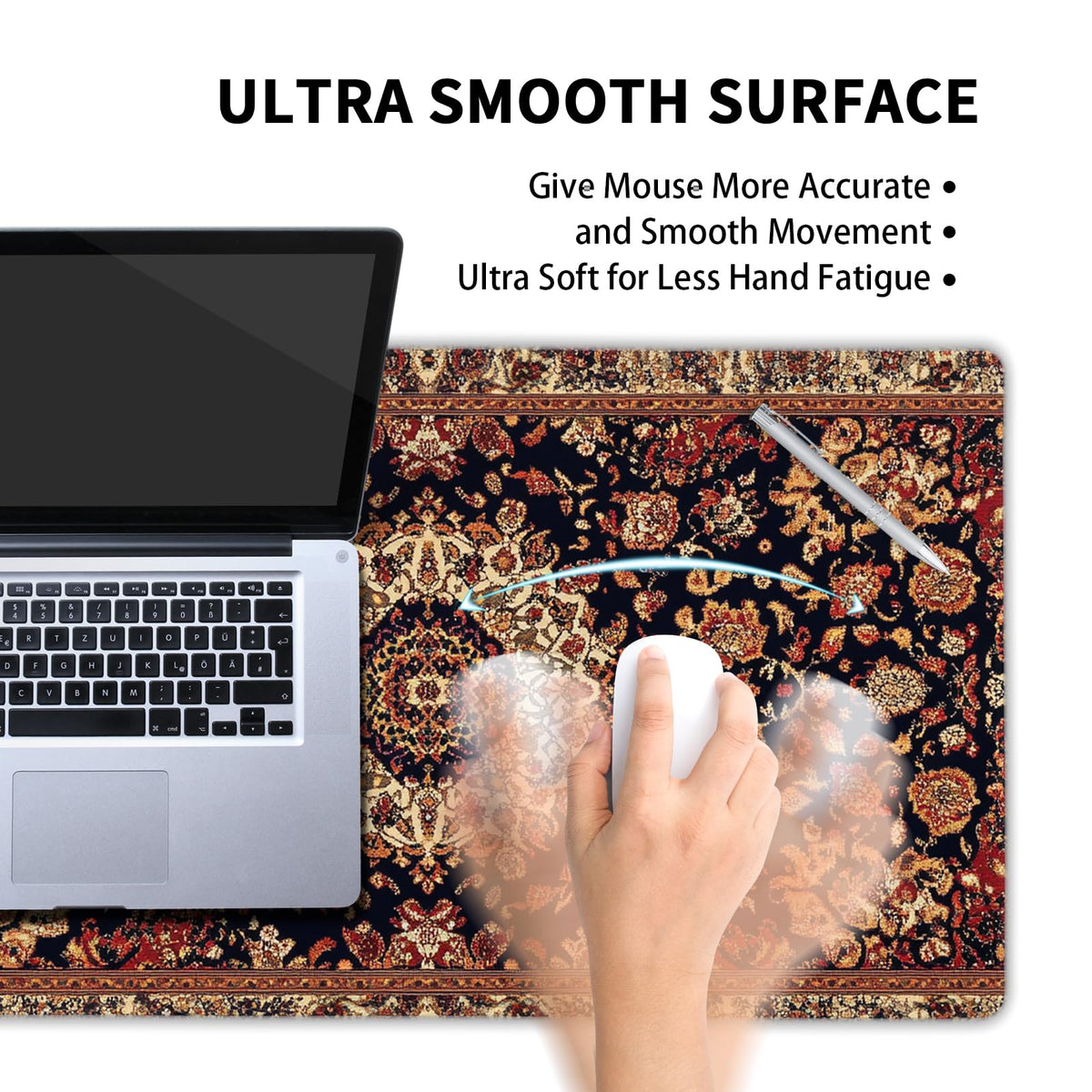 Vintage Rug Gaming Mouse Pad XL Dark Brown Retro Carpet Aesthetic Extended Large Mat Mousepad Desk