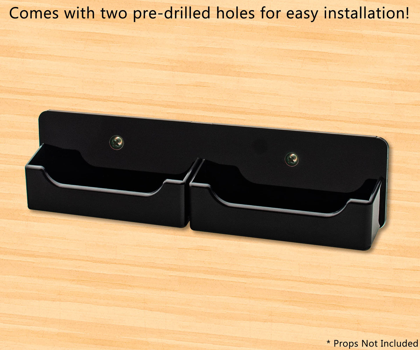Wall Business Card Holder with Hanging Hardware for 3.5" x 2" Gift or Contact Cards Black Acrylic 2
