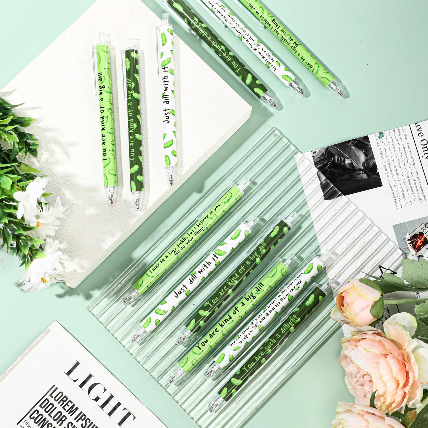 Jetec 60 Pcs Pickle Pens Inspirational Ballpoint Pens Black Ink Bulk