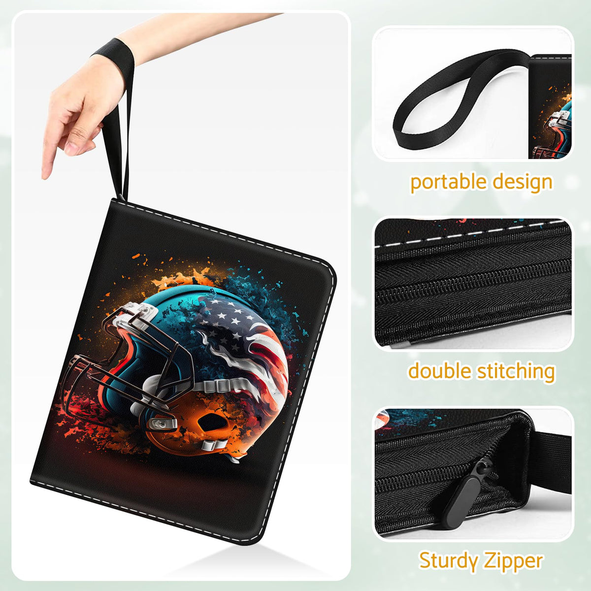 Football Card Binder,9-Pocket Book For 900 Cards,50 Removable Binders Football Binder,Football Card