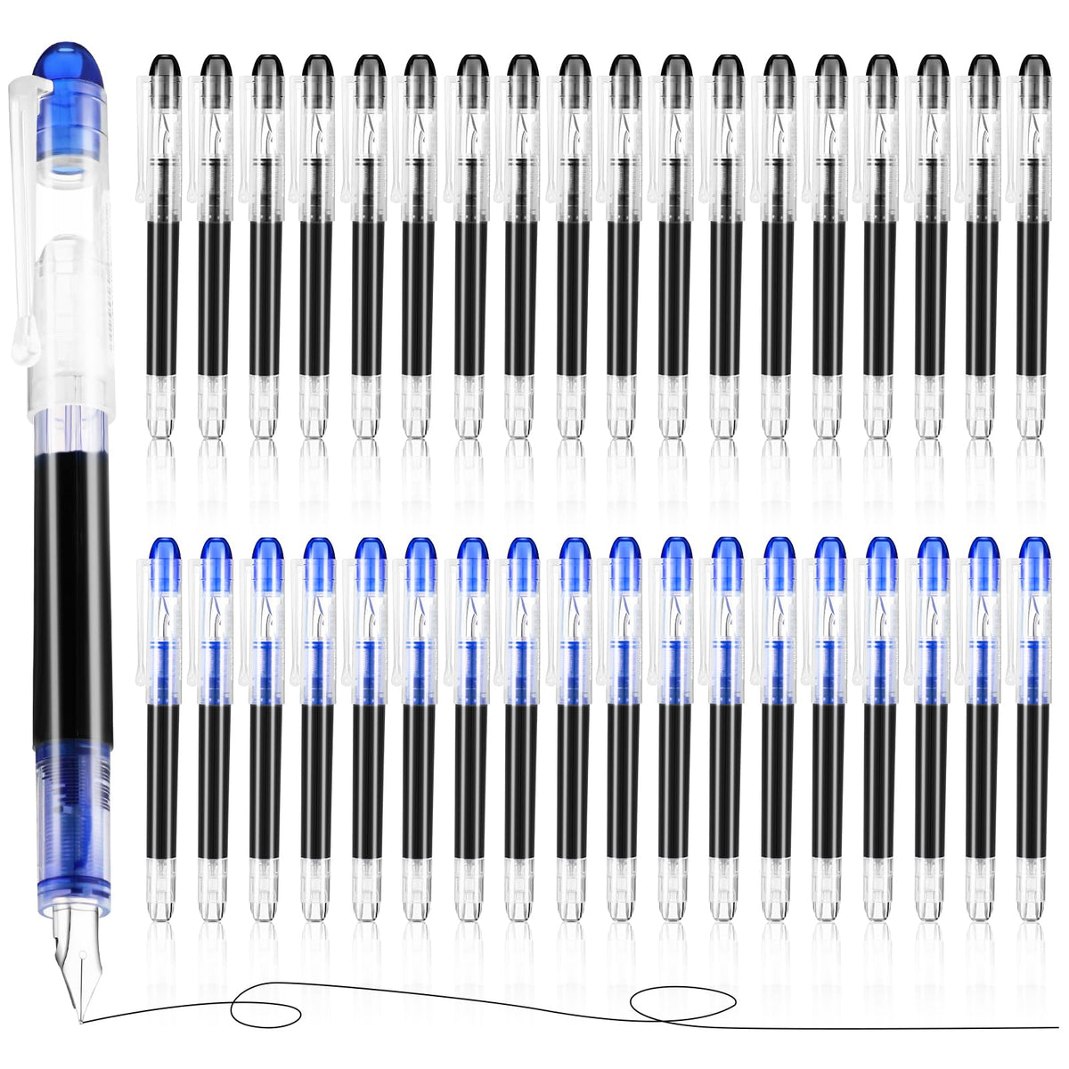 Crtiin 36 Pcs Disposable Fountain Pen Bulk, Calligraphy Pens Quick Drying Ink Fine Point, Back to