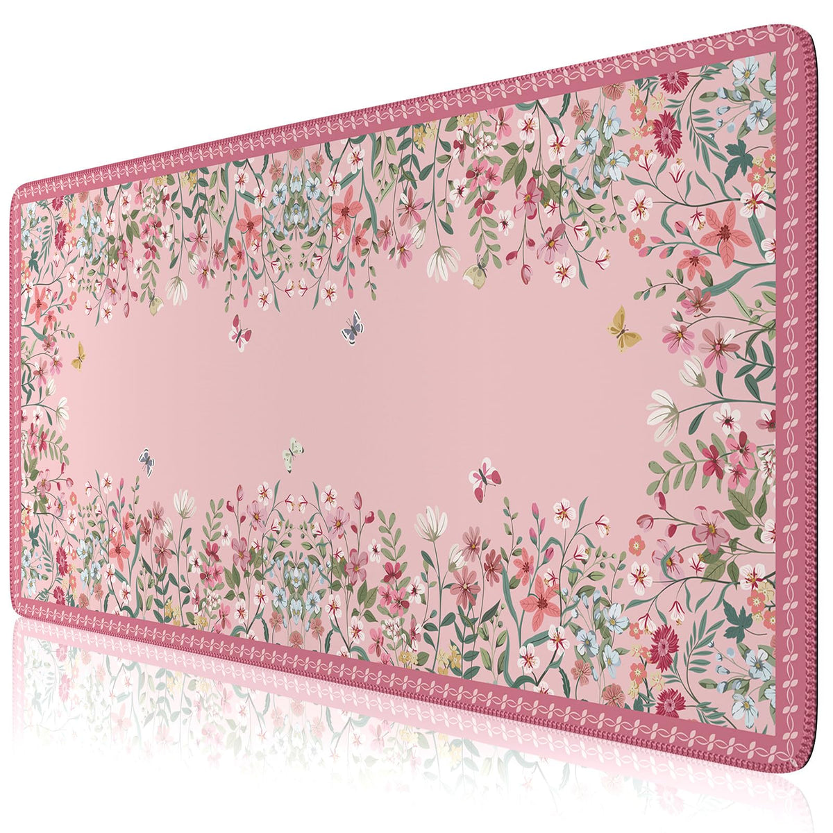HAOCOO Floral Desk Pad, Waterproof Large Keyboard Mat Pad(Rose Pink)