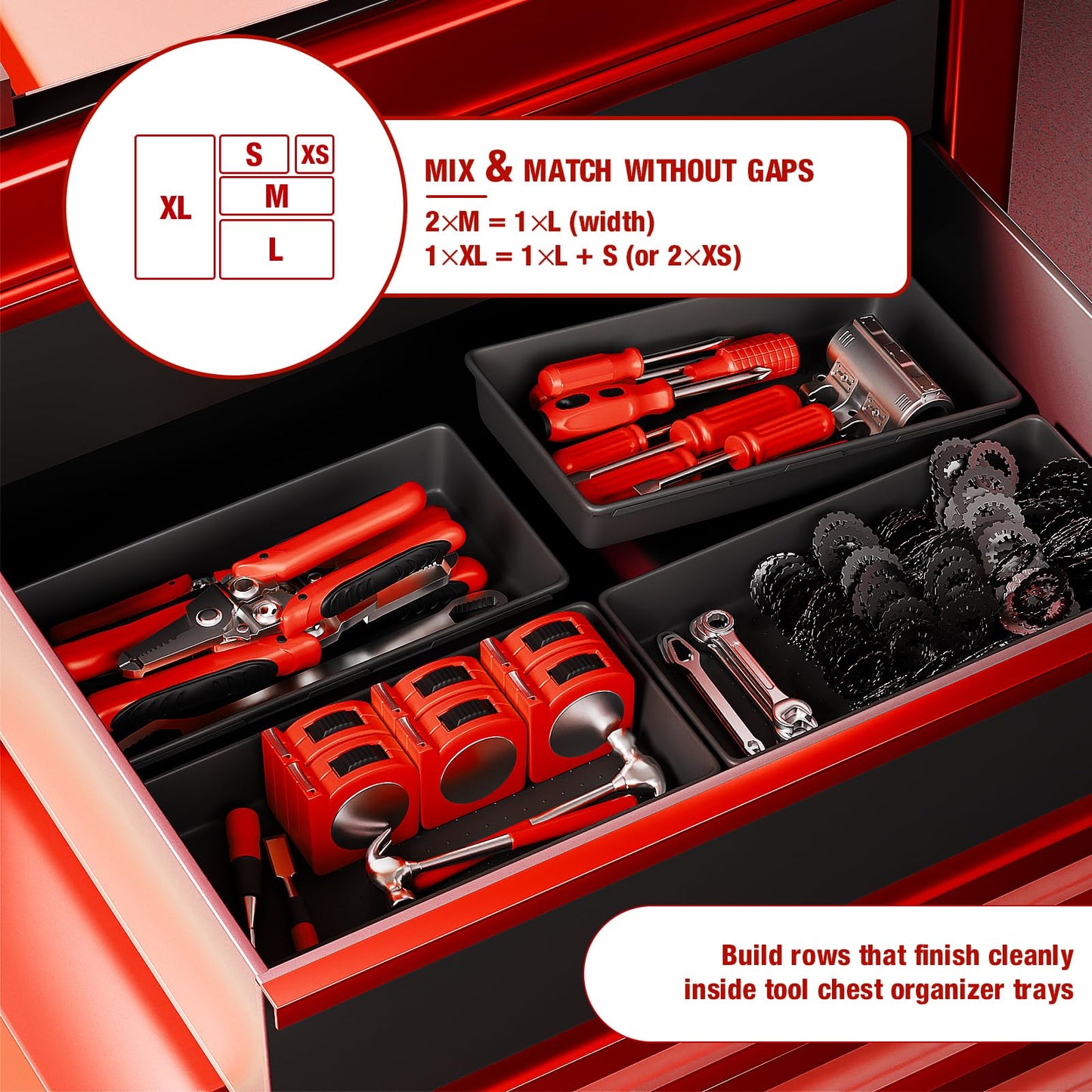 inihpocv 【48PCS & 5 Sizes】 Tool Box Organizer Tray, Toolbox Drawer Organizer with Non-Slip Pads