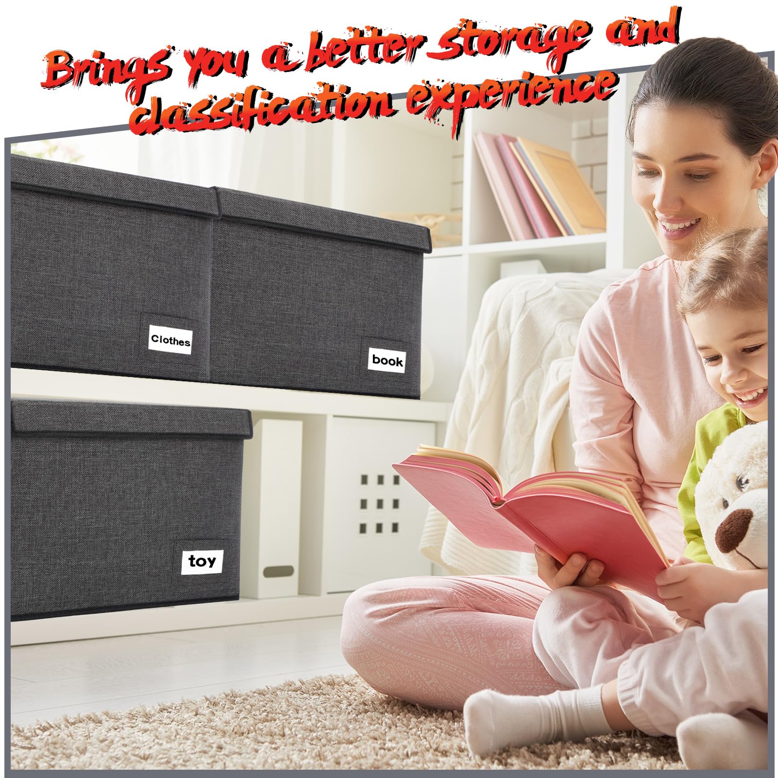 Chuangdi 6 Pcs Comic Book Storage Boxes,Charcoal Gray