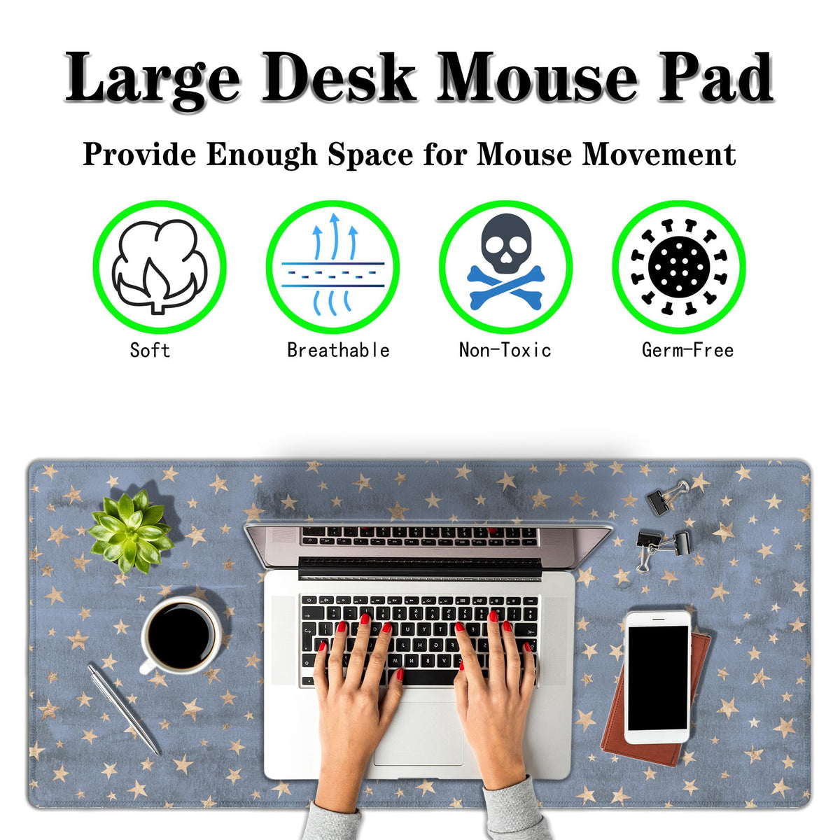 Samgula Extra Large Mouse Pad Stars Game Mat, Gaming Mouse Pads Office Desk Mat, Extra Large Desk