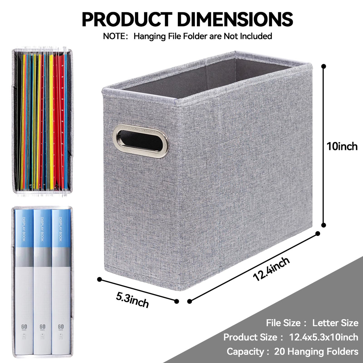 ComfortKeeper 2 Packs Letter Size File Organizer, File Folders Organizer, Fabric Storage Box