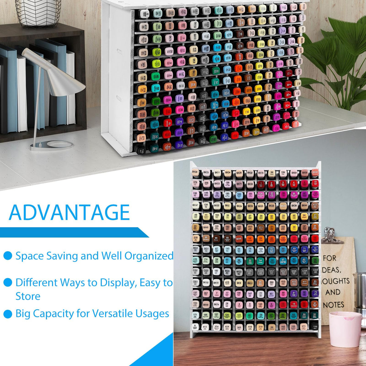 Yrangee Marker Organizer for Desk,180 Slots Marker Storage with Divider