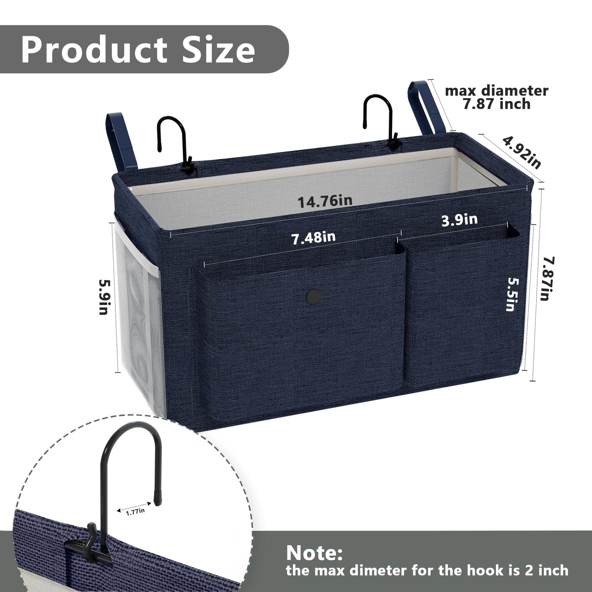 Bedside Caddy Bedside Storage Hanging Organizer for Bunk Dorm Bed Rail
