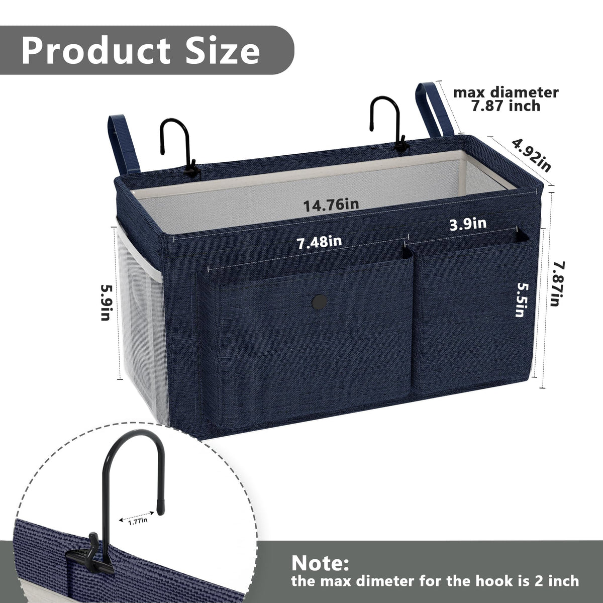 Bedside Caddy Bedside Storage Hanging Organizer for Bunk Dorm Bed Rail