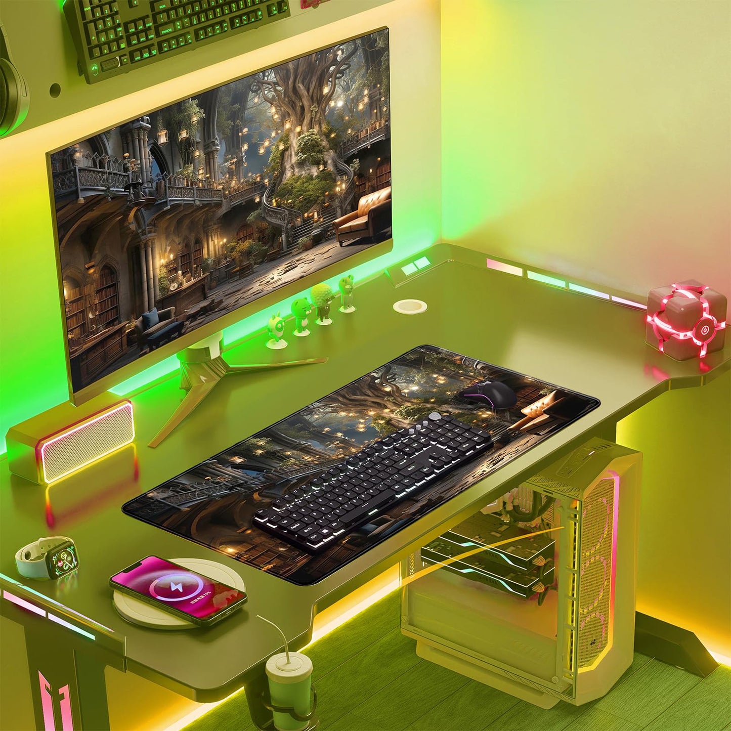 Nasdalgias Dark Academia Bookish Desk Mat Adventure Dreams Extended Mousepad Large Gaming Mousepad