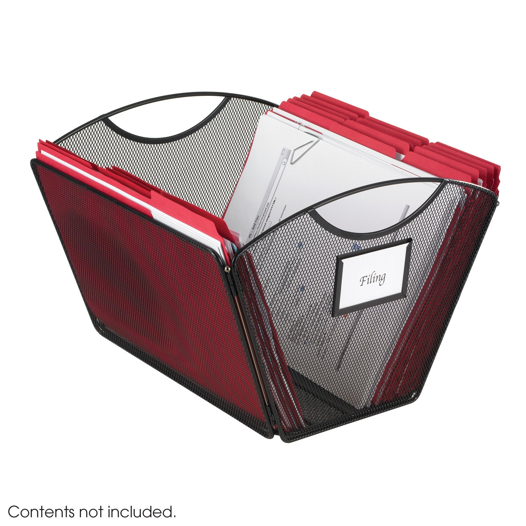 Safco Onyx Letter-Size Desktop Tub File, Collapsible For Compact Storage, Integrated Handles, Steel