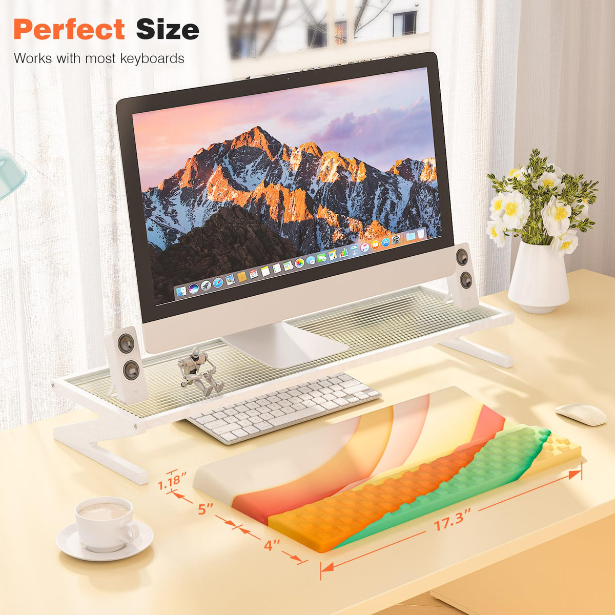 Ospelelf Keyboard Wrist Rest, Ergonomic Memory Foam Wrist Support for Typing & Gaming, Tilted
