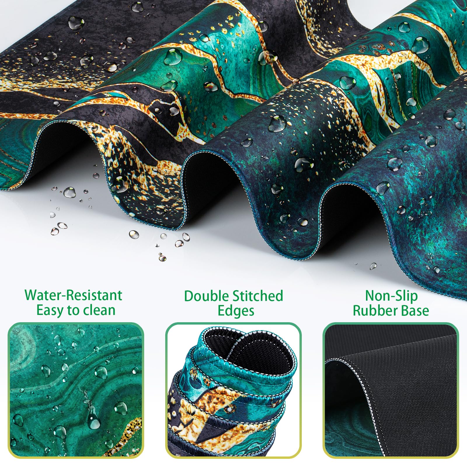 Mouse Pad Green, Desk Mat, Large Gaming Mouse Pad with Wrist Rest 4in1 XXL