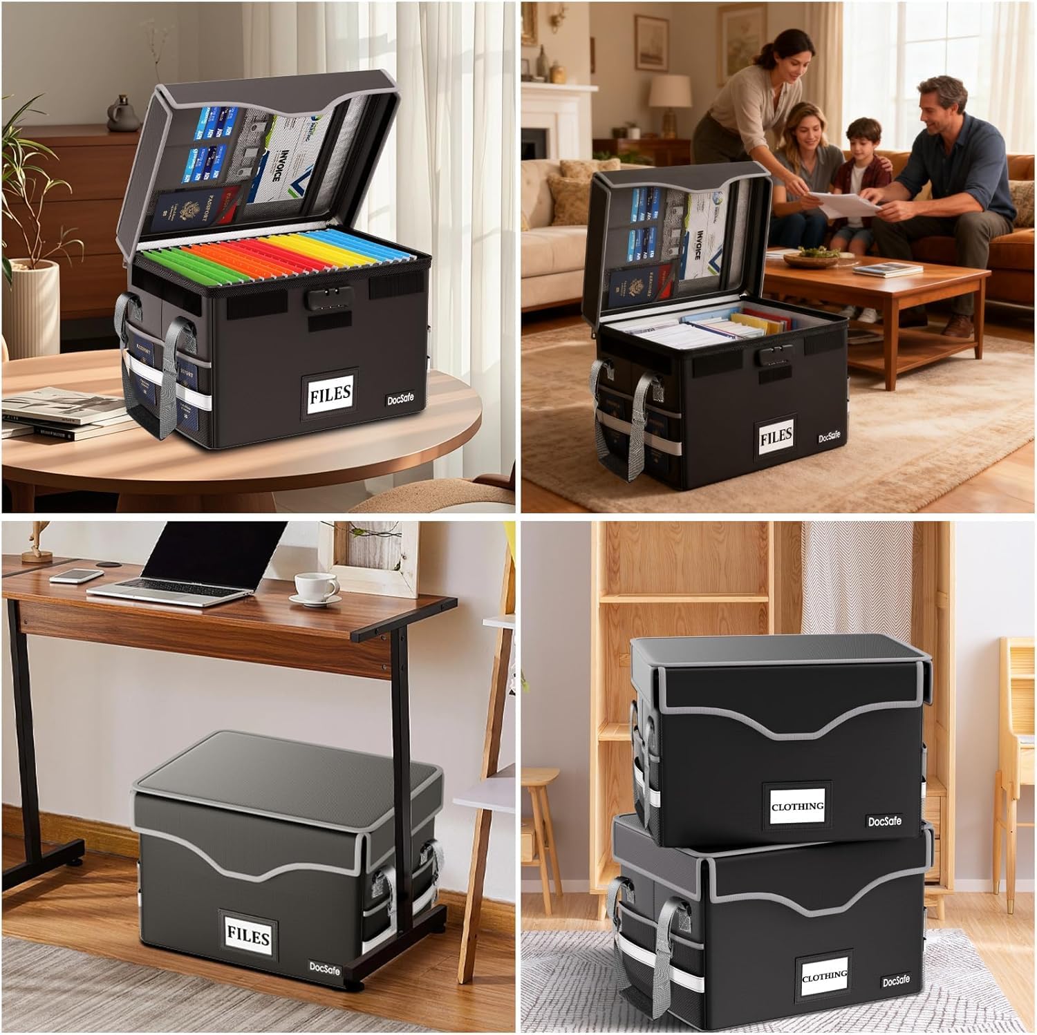 DocSafe 5200°F Fireproof Document Box with Lock,Heat Insulated File Organizer Storage with